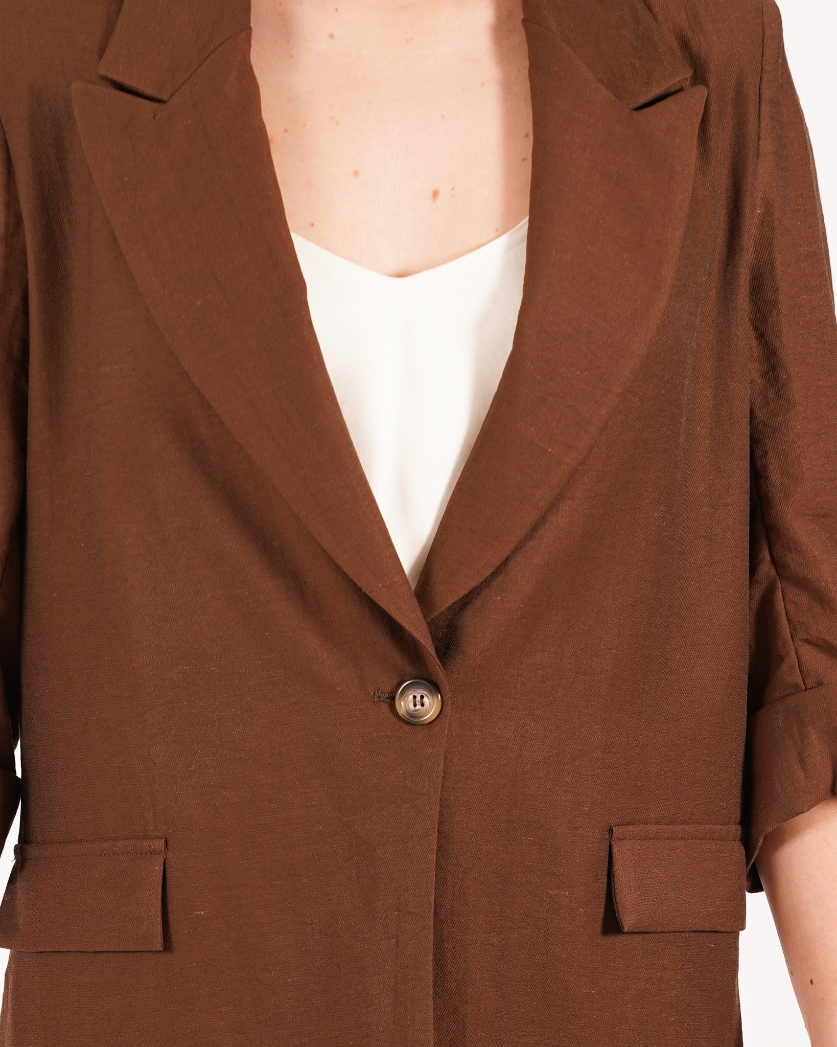 Coordinato in misto lino giacca monopetto e pantaloni - Ludovica