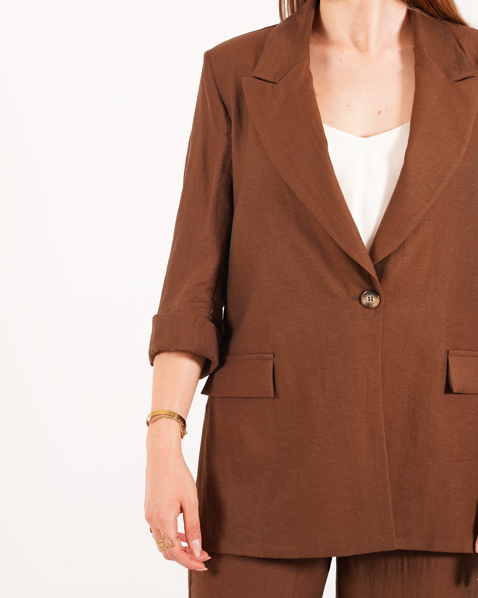 Coordinato in misto lino giacca monopetto e pantaloni - Ludovica