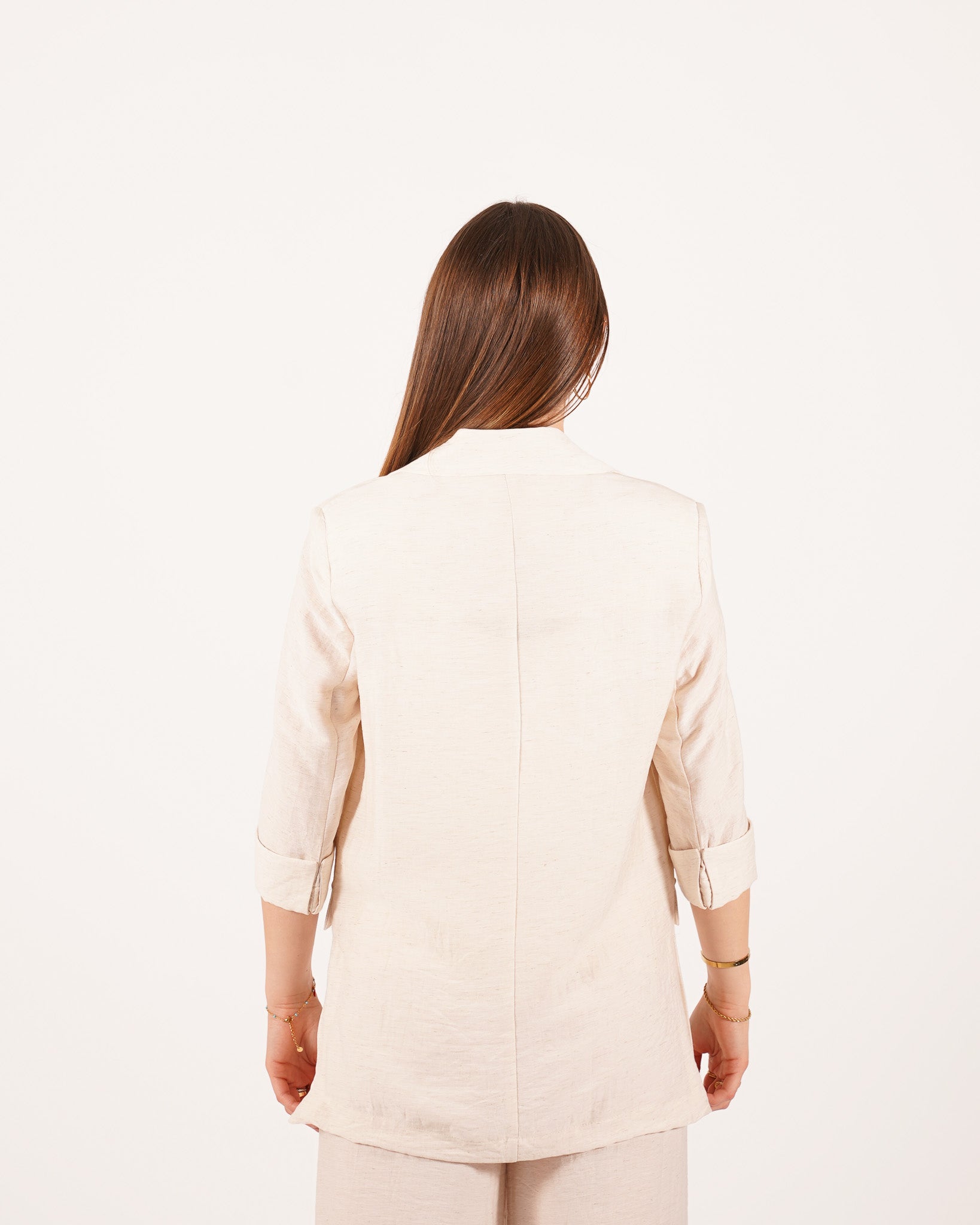 Coordinato in misto lino giacca monopetto e pantaloni - Ludovica