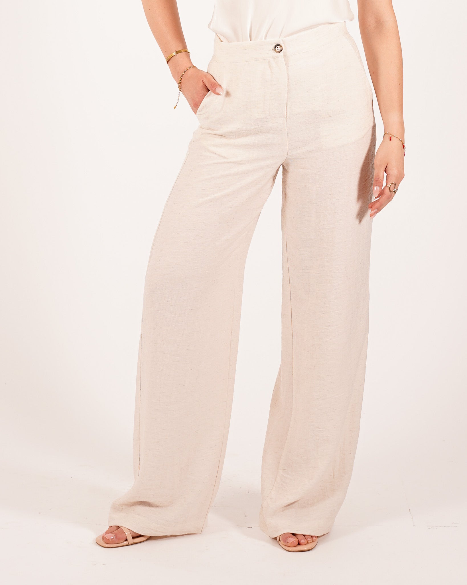Coordinato in misto lino giacca monopetto e pantaloni - Ludovica