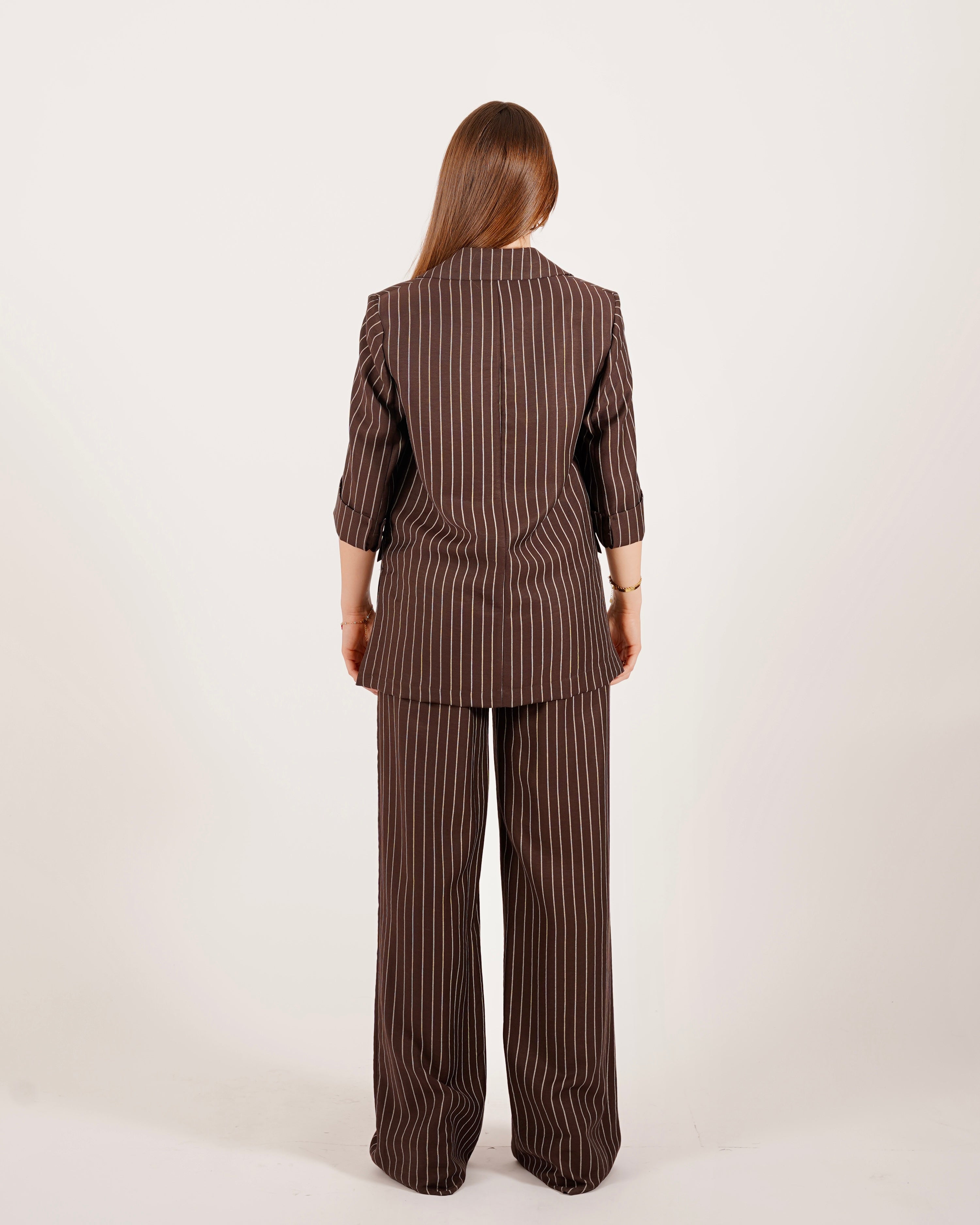 Coordinato gessato giacca monopetto e pantaloni regular fit - Daria