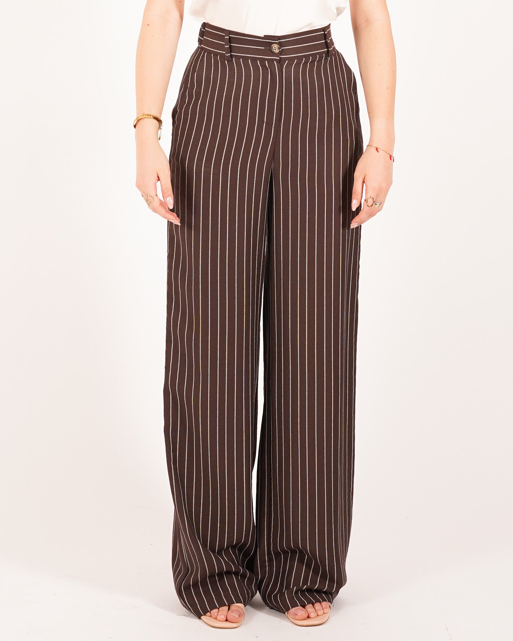 Coordinato gessato giacca monopetto e pantaloni regular fit - Daria