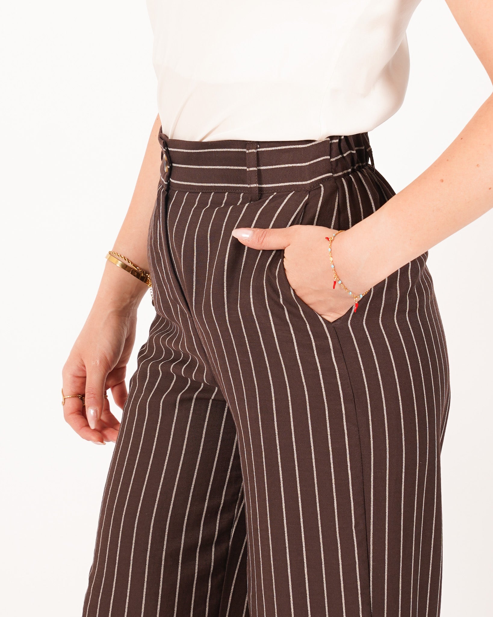 Coordinato gessato giacca monopetto e pantaloni regular fit - Daria
