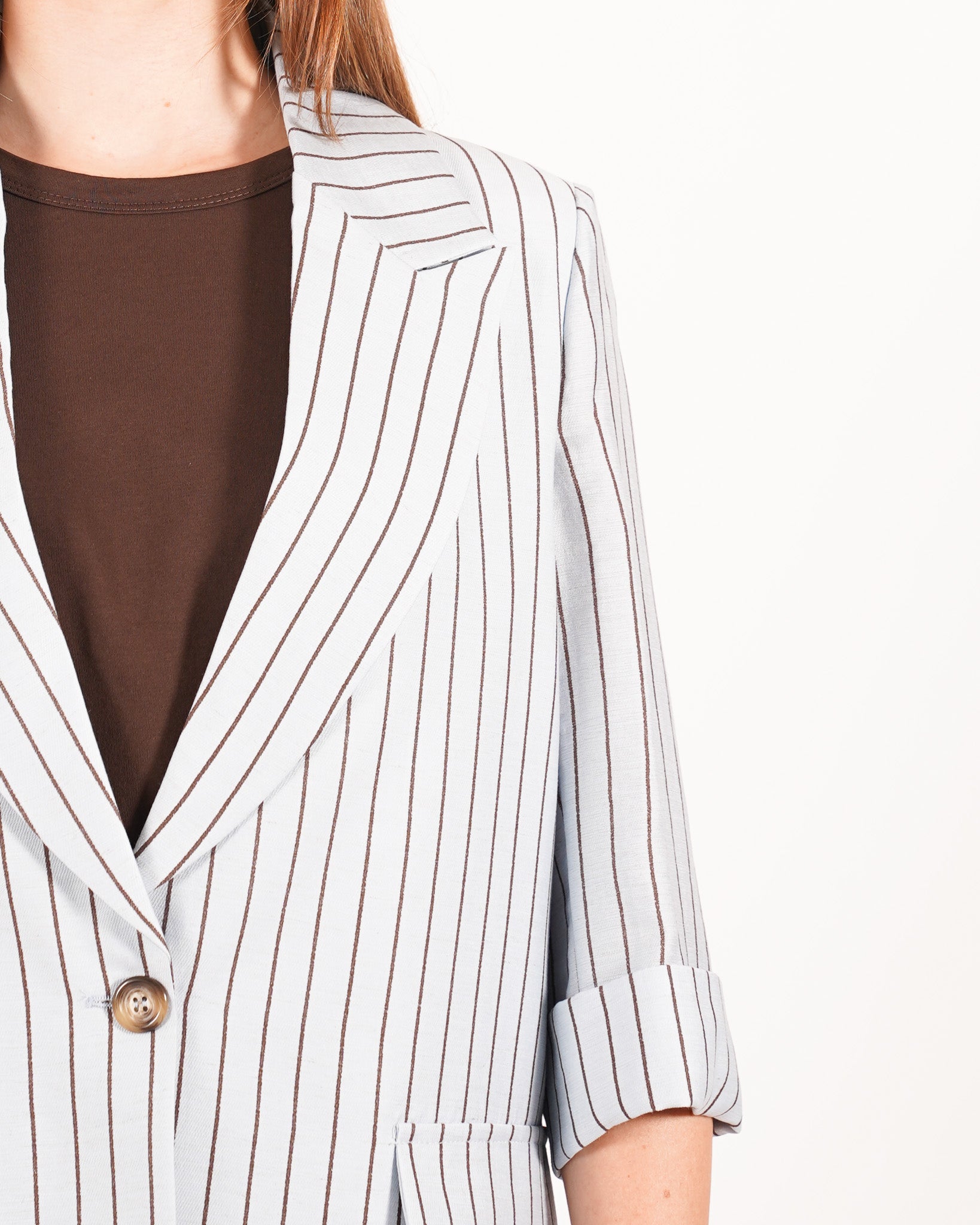 Coordinato gessato giacca monopetto e pantaloni regular fit - Daria