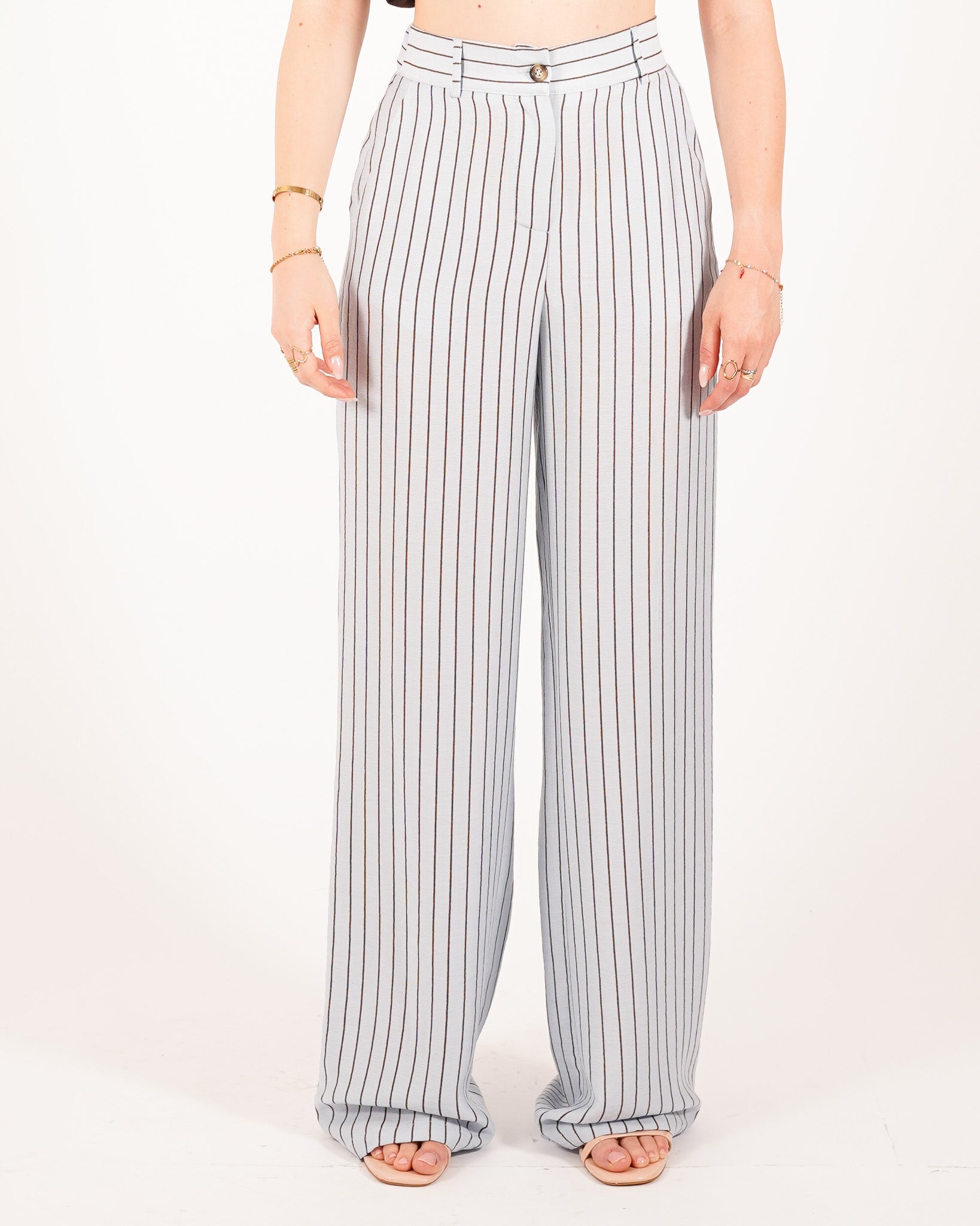 Coordinato gessato giacca monopetto e pantaloni regular fit - Daria