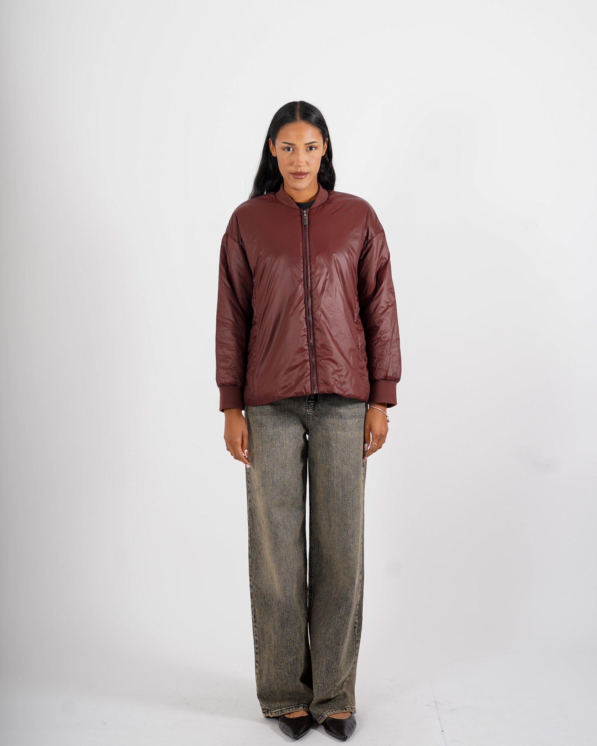 Bomber liscio con zip - Albina