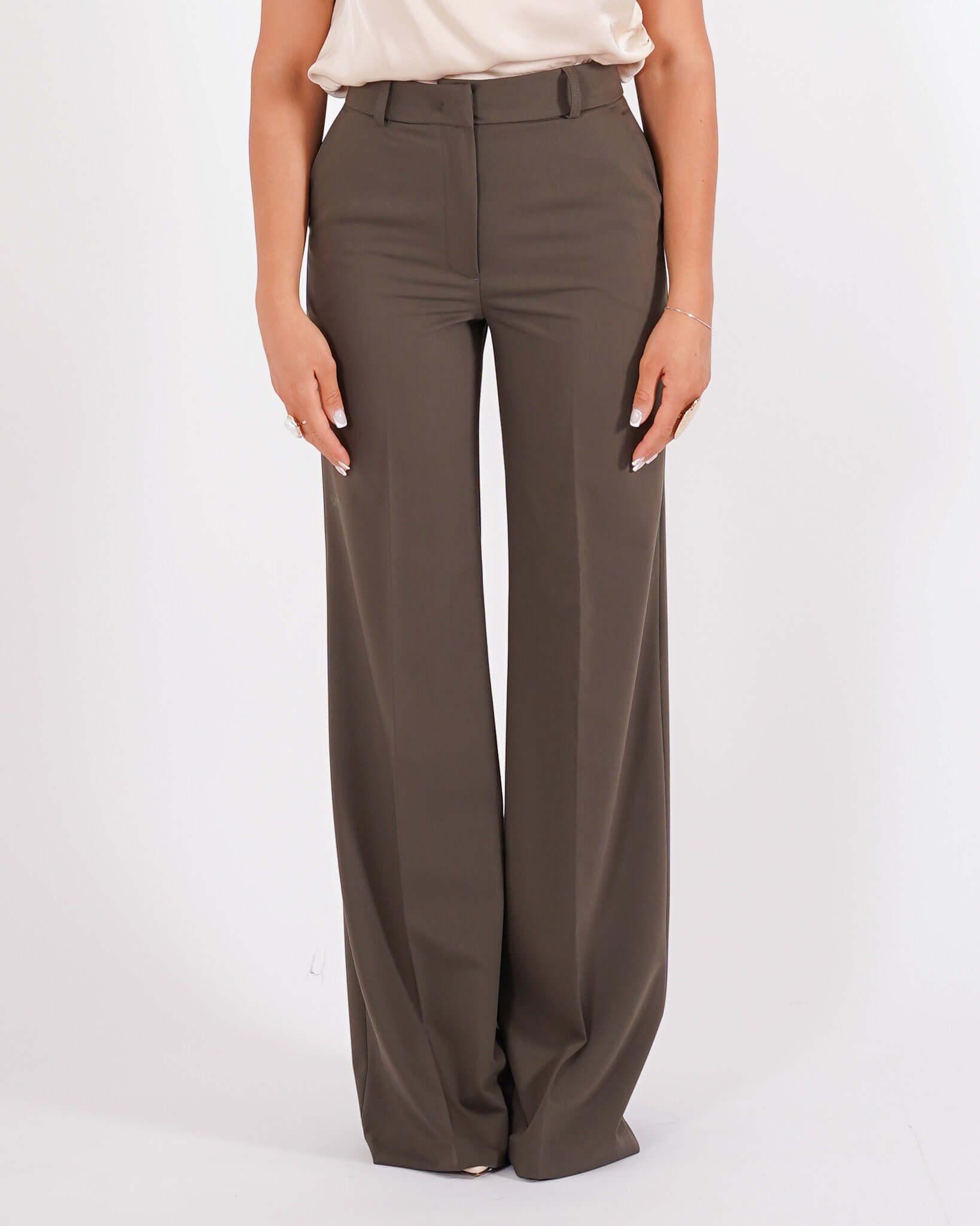Pantaloni palazzo a vita alta in tessuto tecnico - Roberts