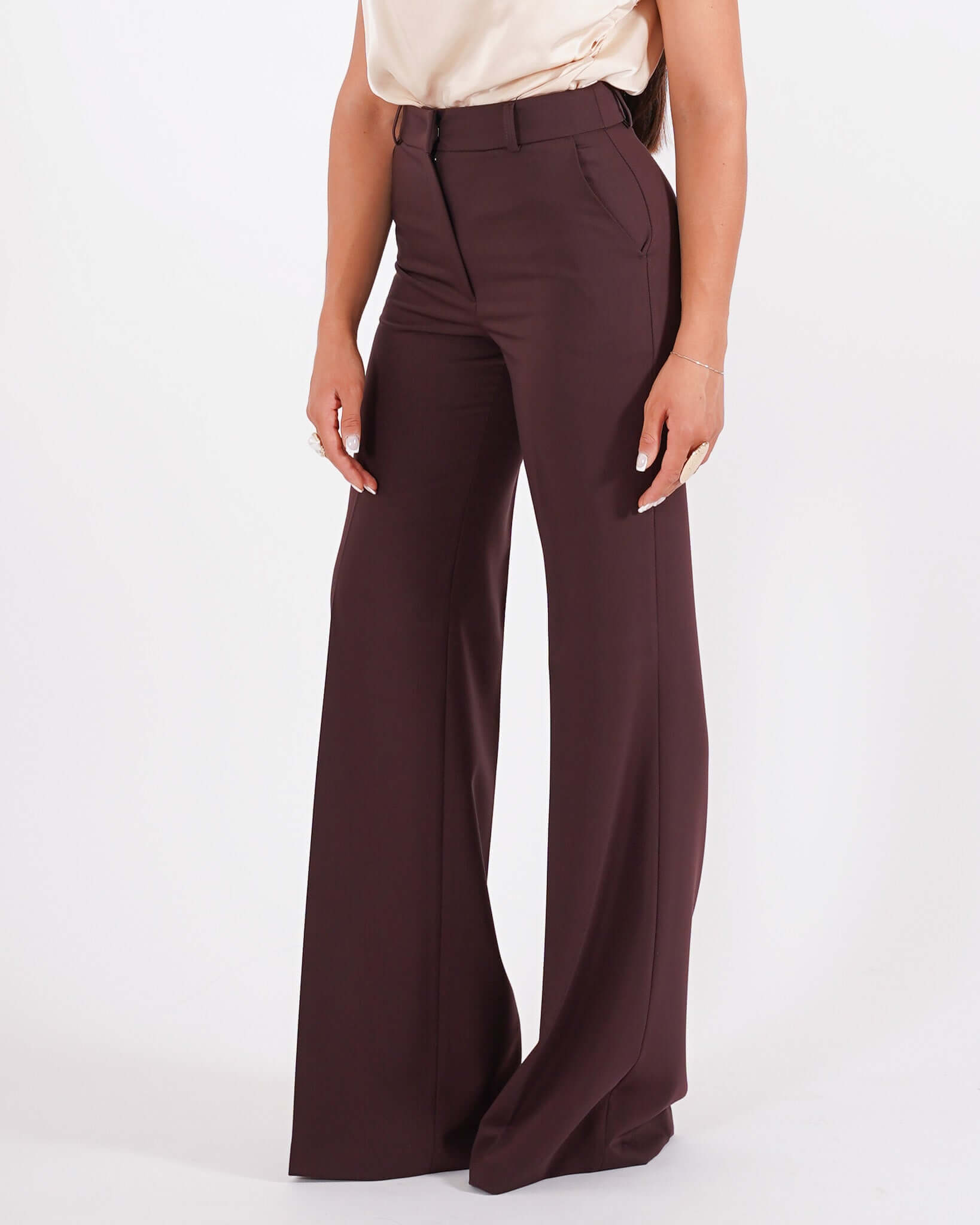 Pantaloni palazzo a vita alta in tessuto tecnico - Roberts