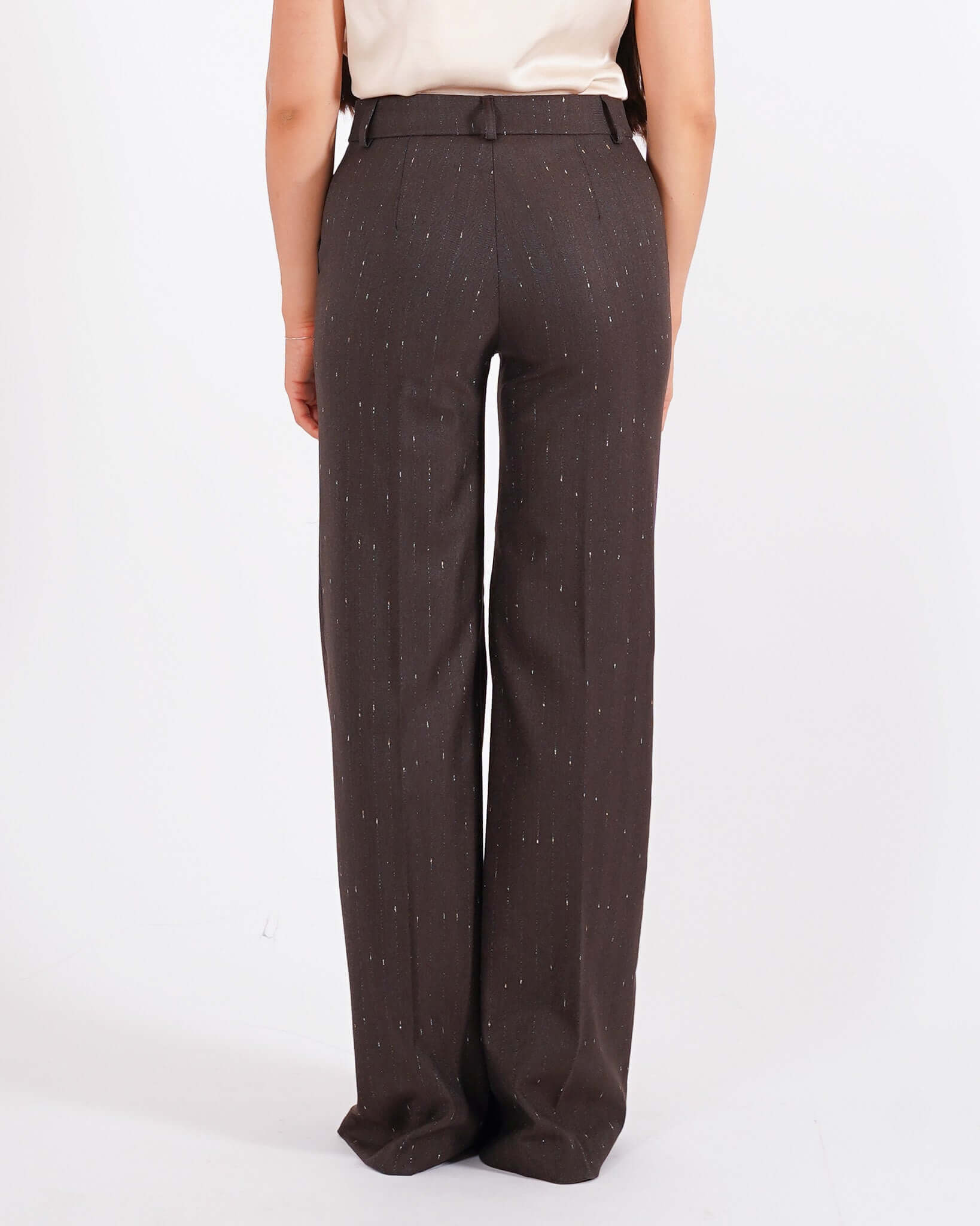Pantaloni palazzo a vita alta con trama lurex oro - Roberts