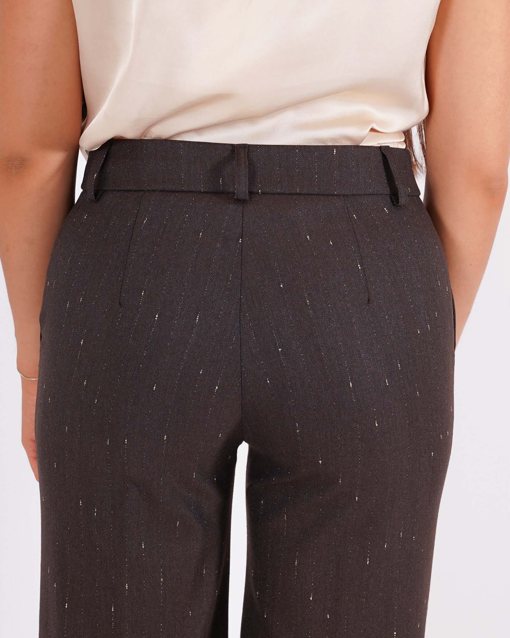 Pantaloni palazzo a vita alta con trama lurex oro - Roberts
