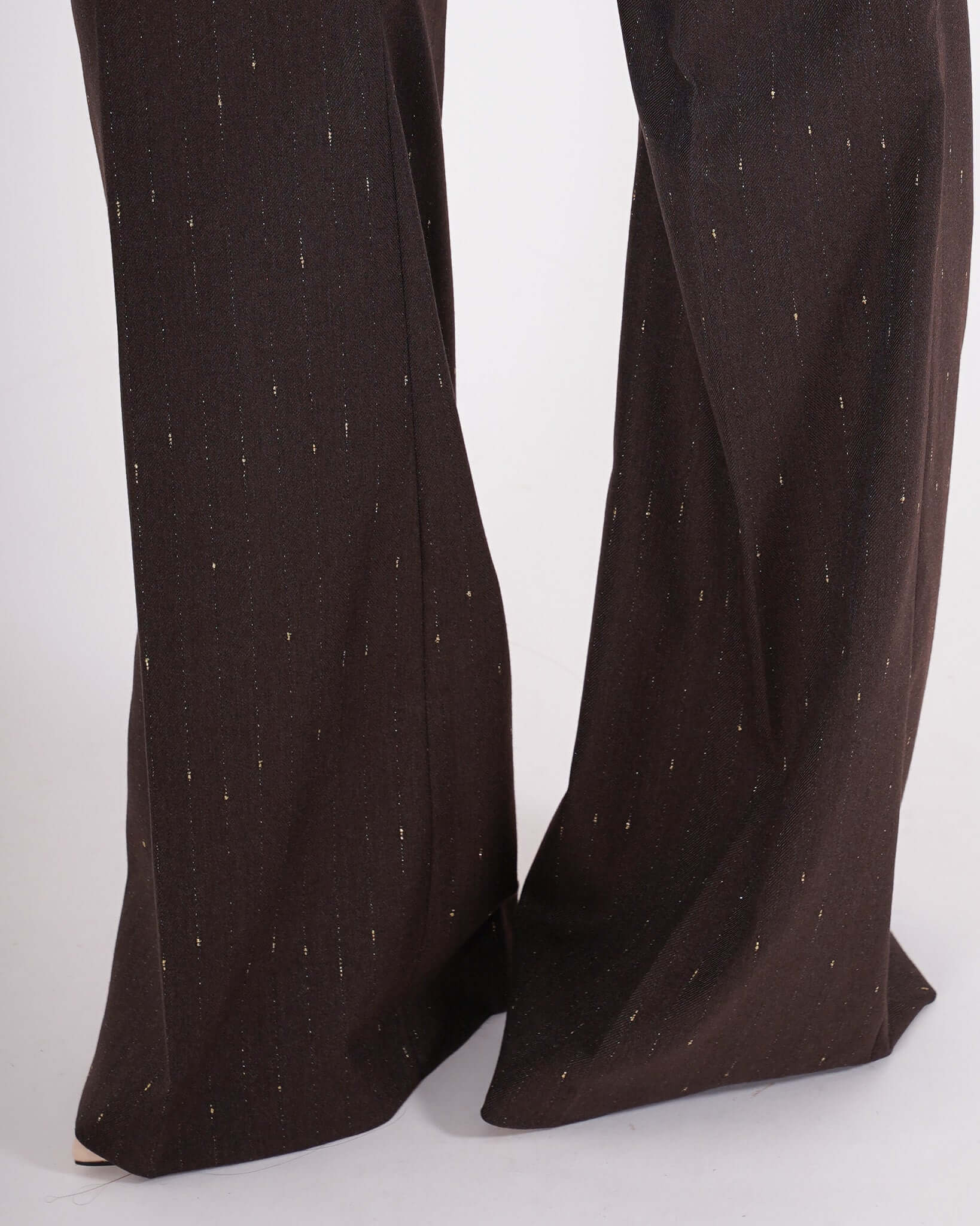 Pantaloni palazzo a vita alta con trama lurex oro - Roberts
