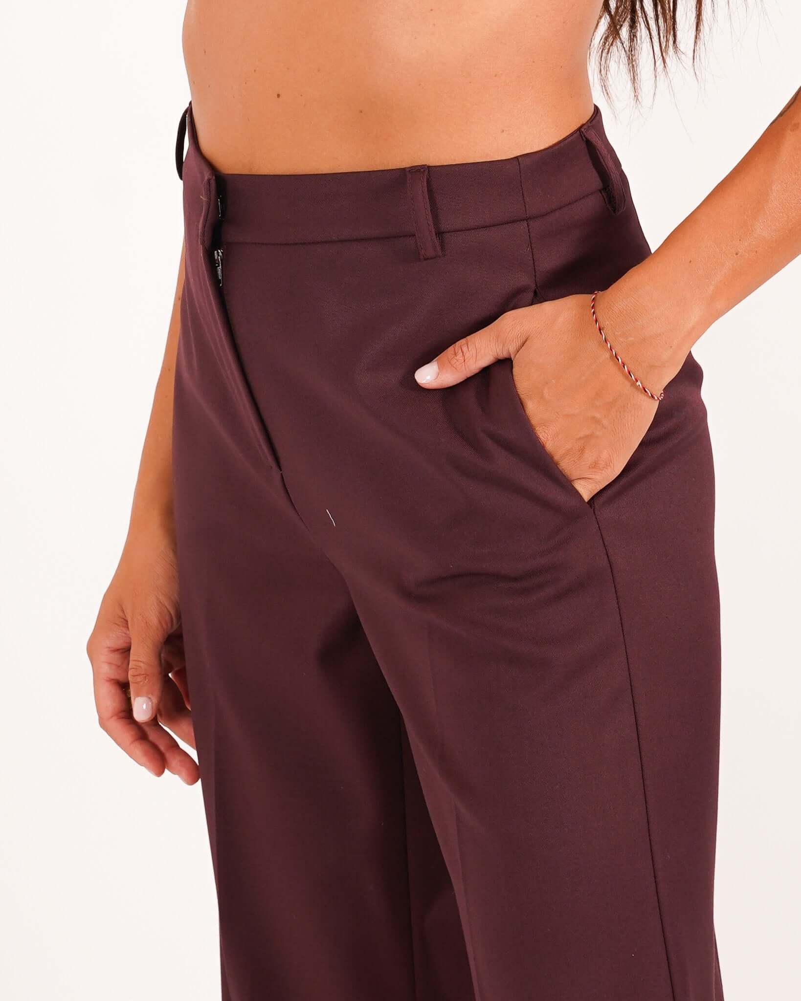 Pantaloni palazzo a vita alta in ecofibra – Giovanna