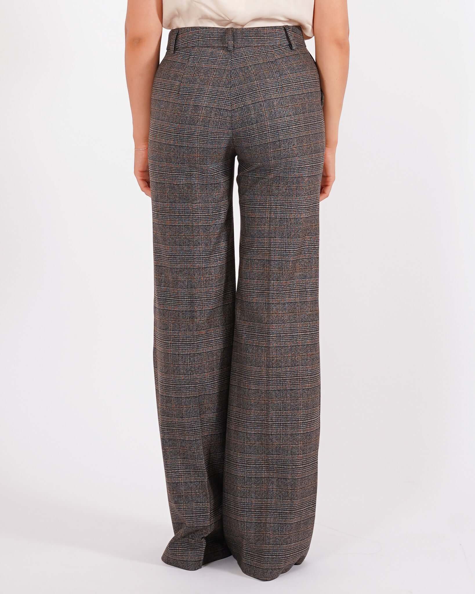 Pantaloni palazzo a vita alta in fantasia check - Roberts