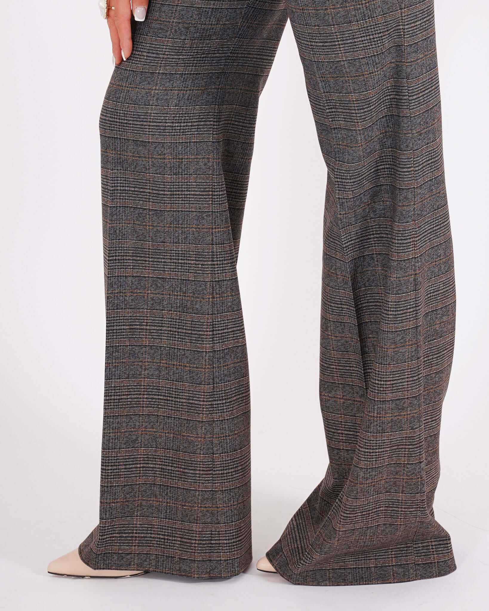 Pantaloni palazzo a vita alta in fantasia check - Roberts