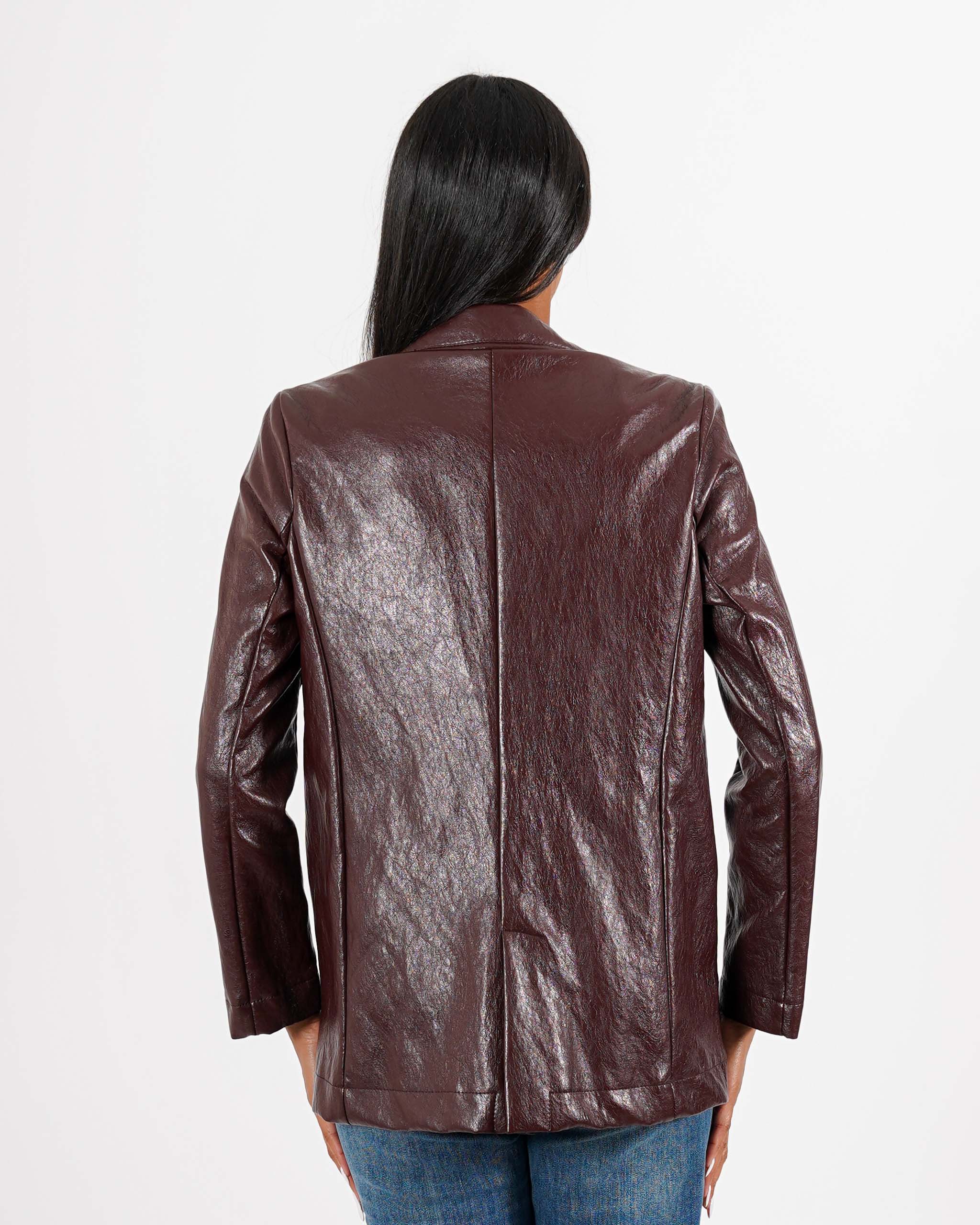 Blazer monopetto in tessuto eco pelle - Blinken