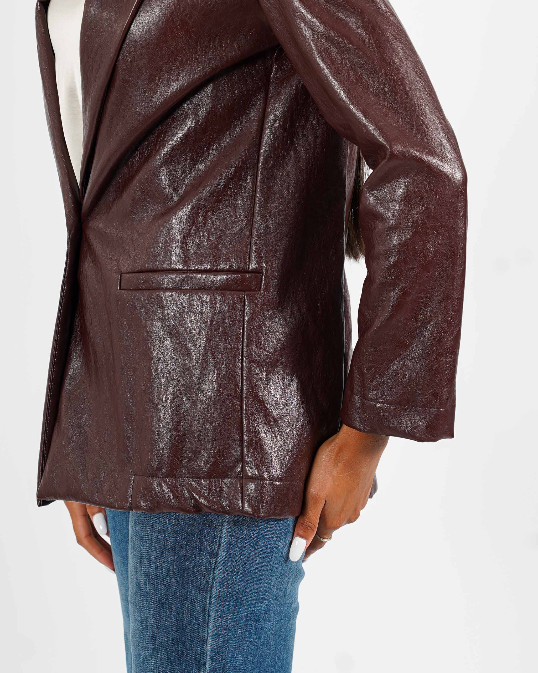 Blazer monopetto in tessuto eco pelle - Blinken
