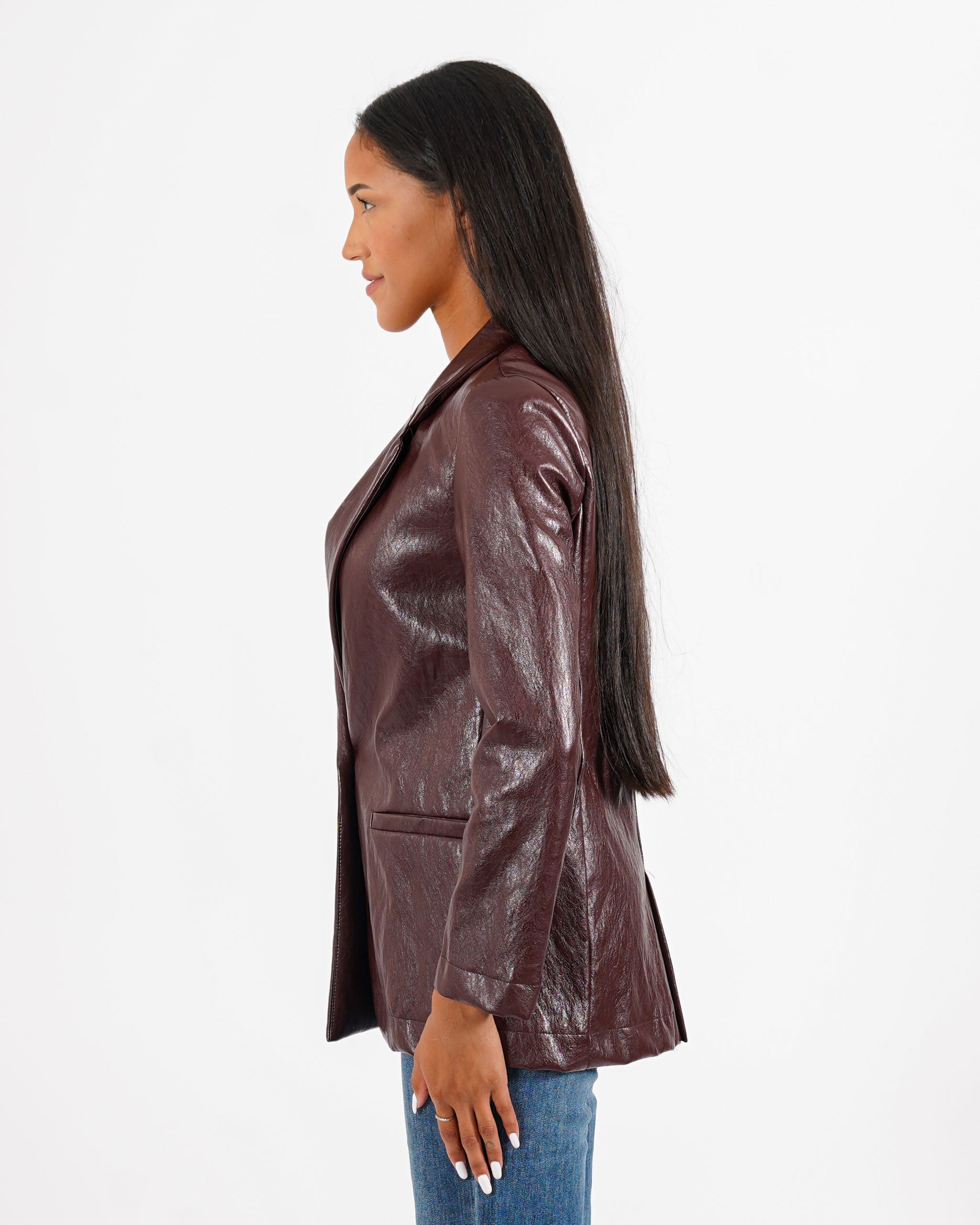Blazer monopetto in tessuto eco pelle - Blinken