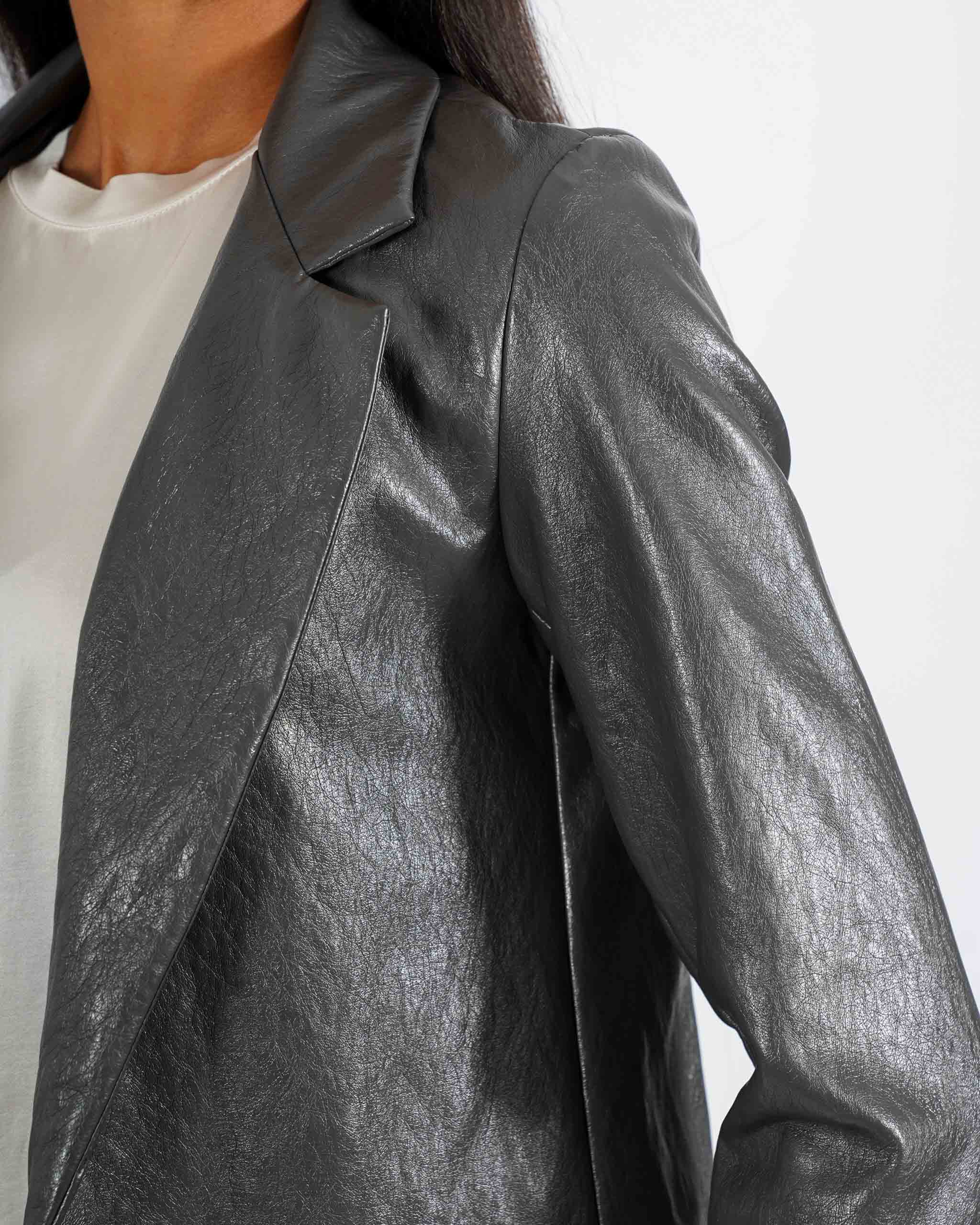 Blazer monopetto in tessuto eco pelle - Blinken