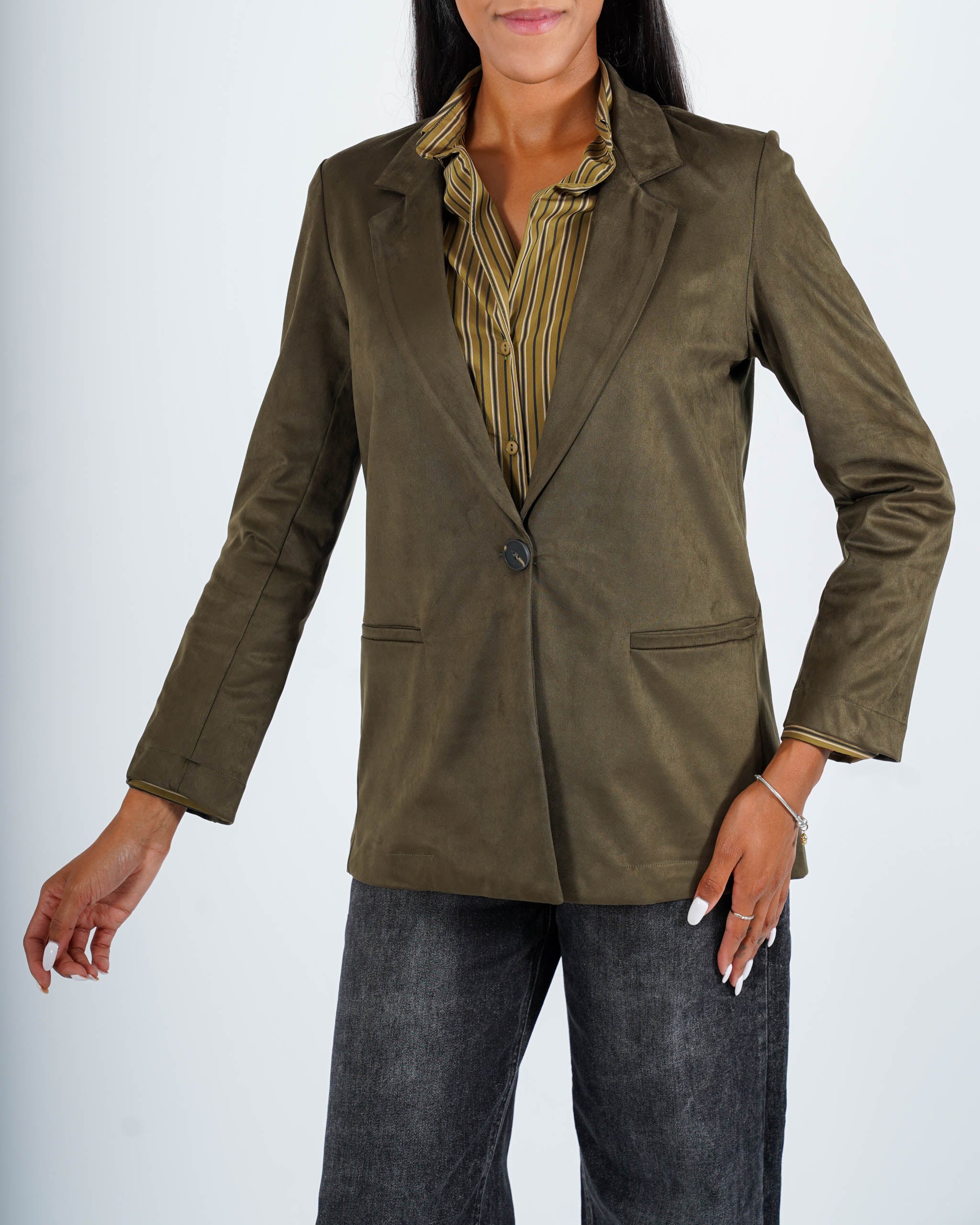 Blazer monopetto in tessuto eco camoscio - Blinken