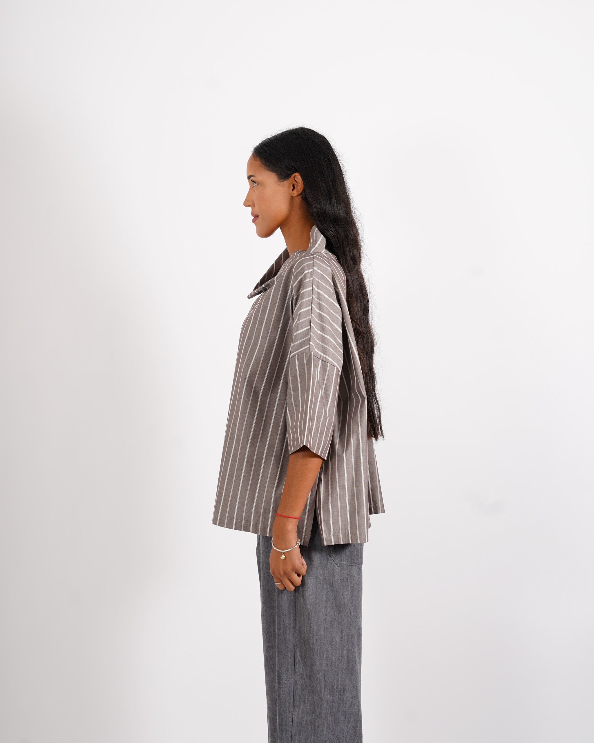 Blusa over collo a cratere rigata - Umberta - Hope Fashion