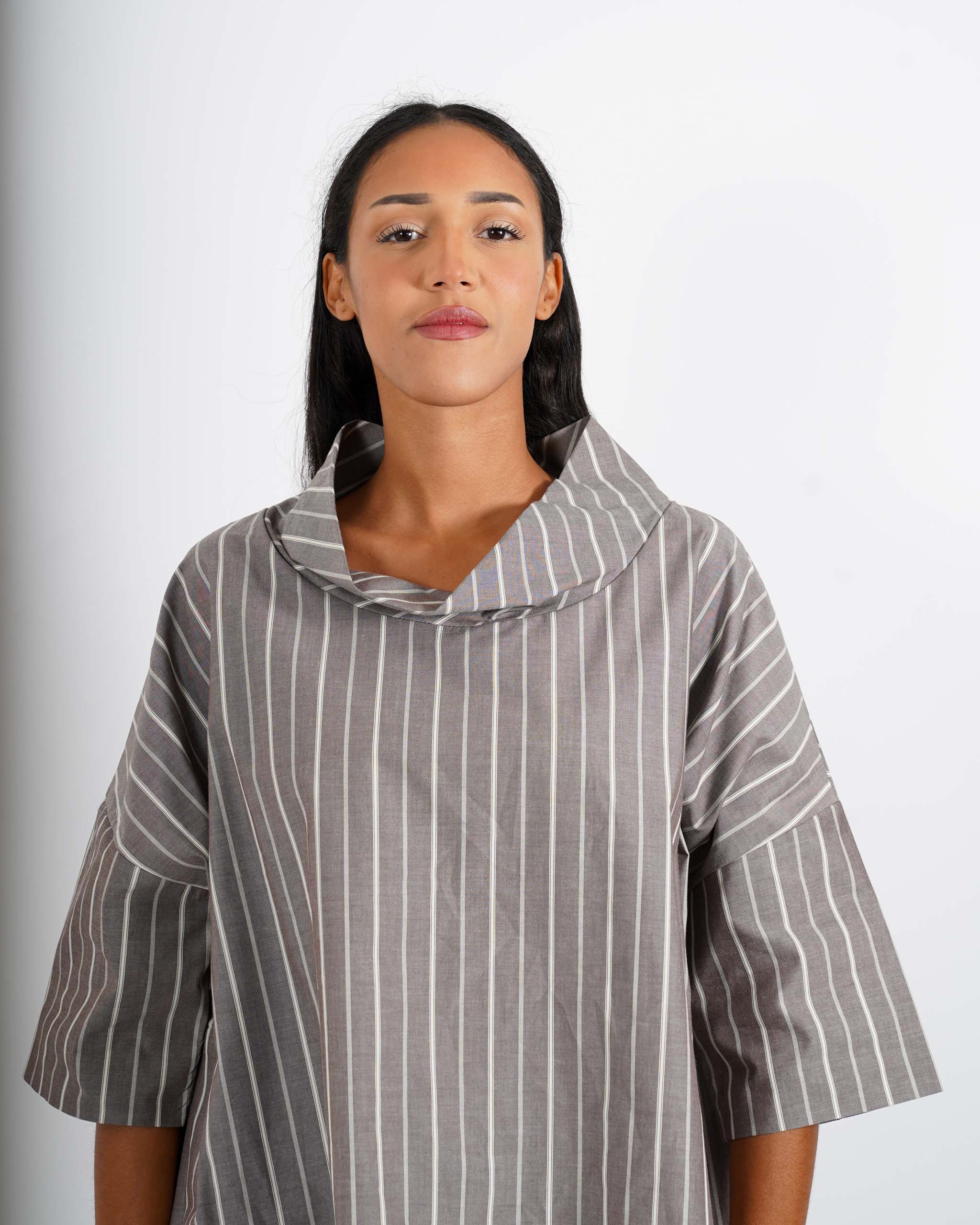 Blusa over collo a cratere rigata - Umberta - Hope Fashion