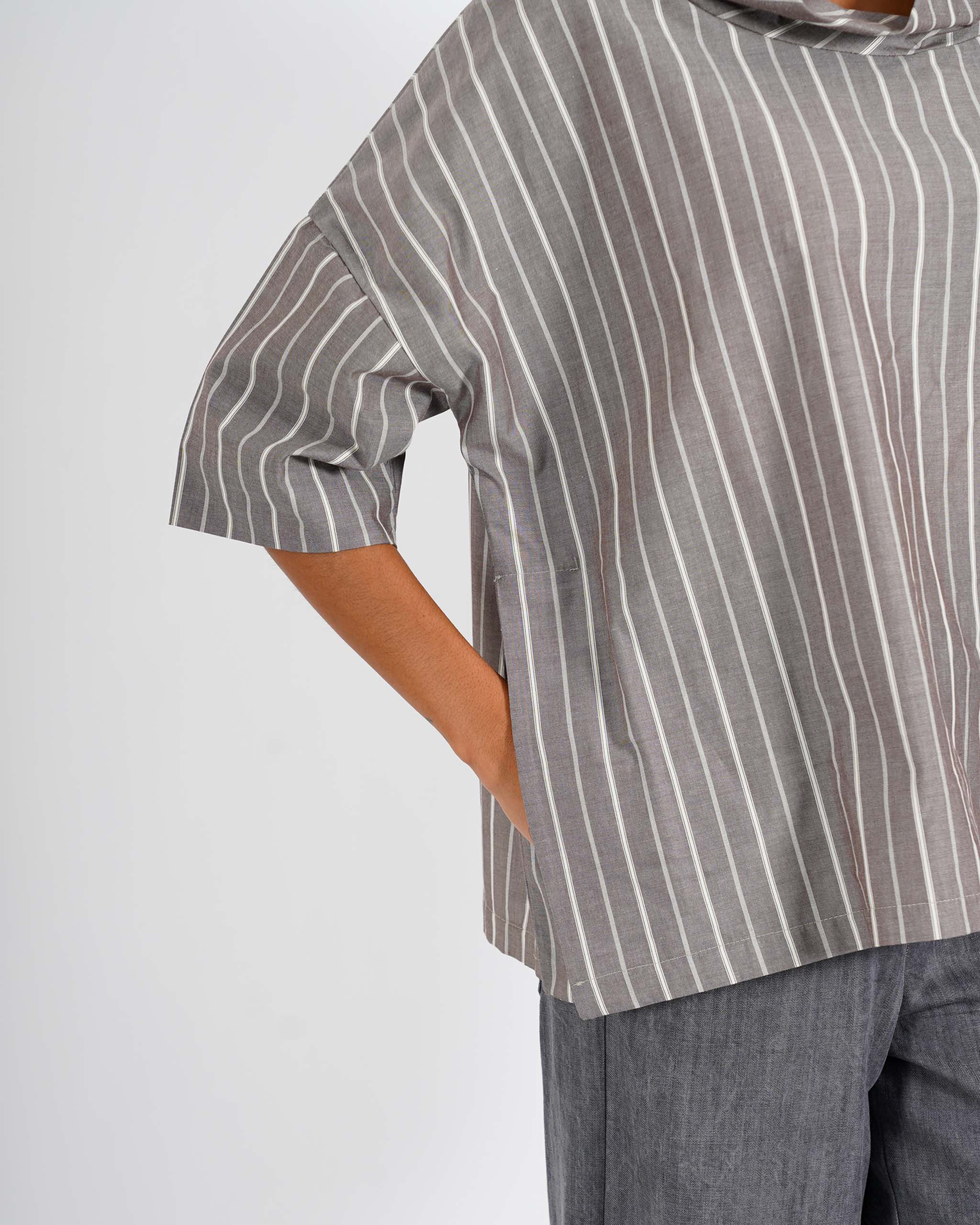 Blusa over collo a cratere rigata - Umberta - Hope Fashion