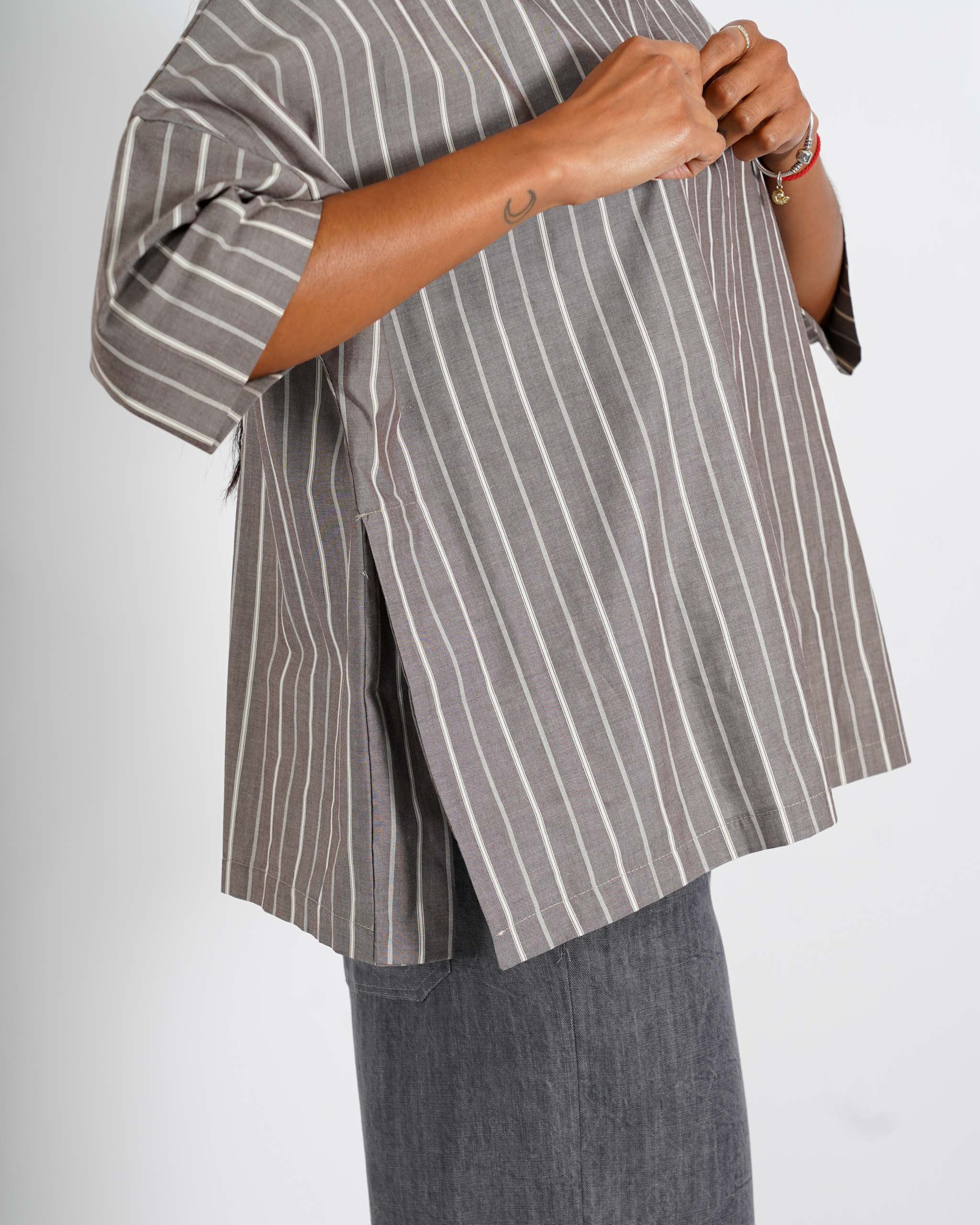 Blusa over collo a cratere rigata - Umberta - Hope Fashion