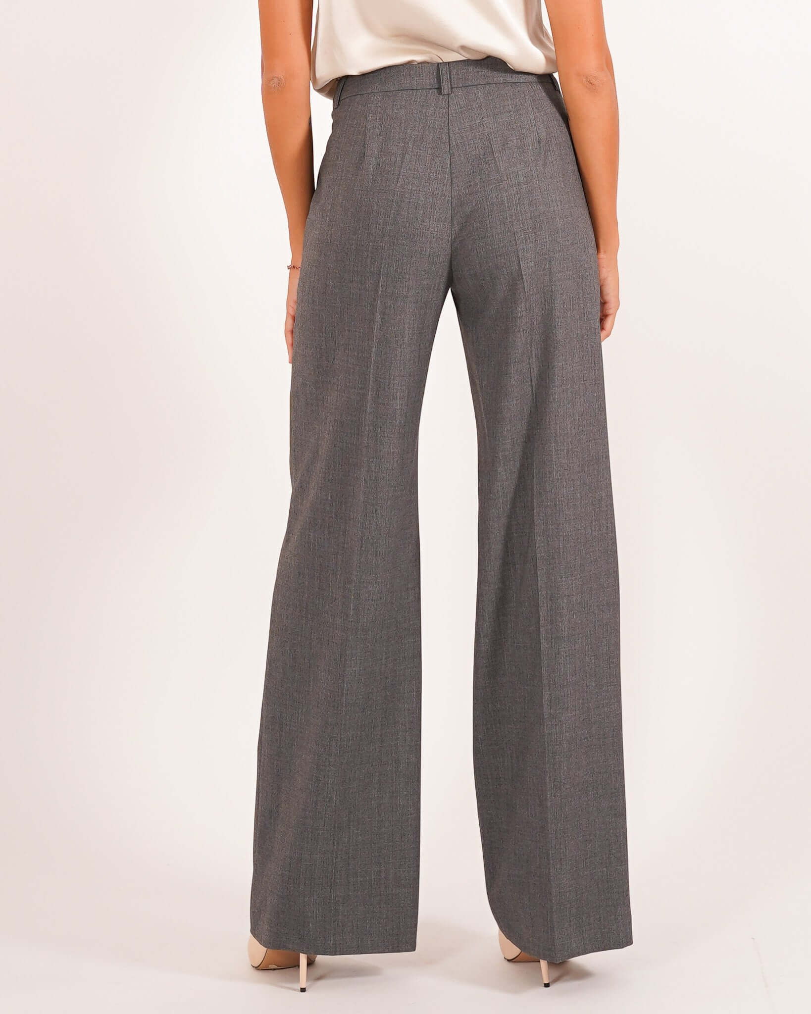 Pantaloni gamba larga in mano gabardina stretch- Sulmona