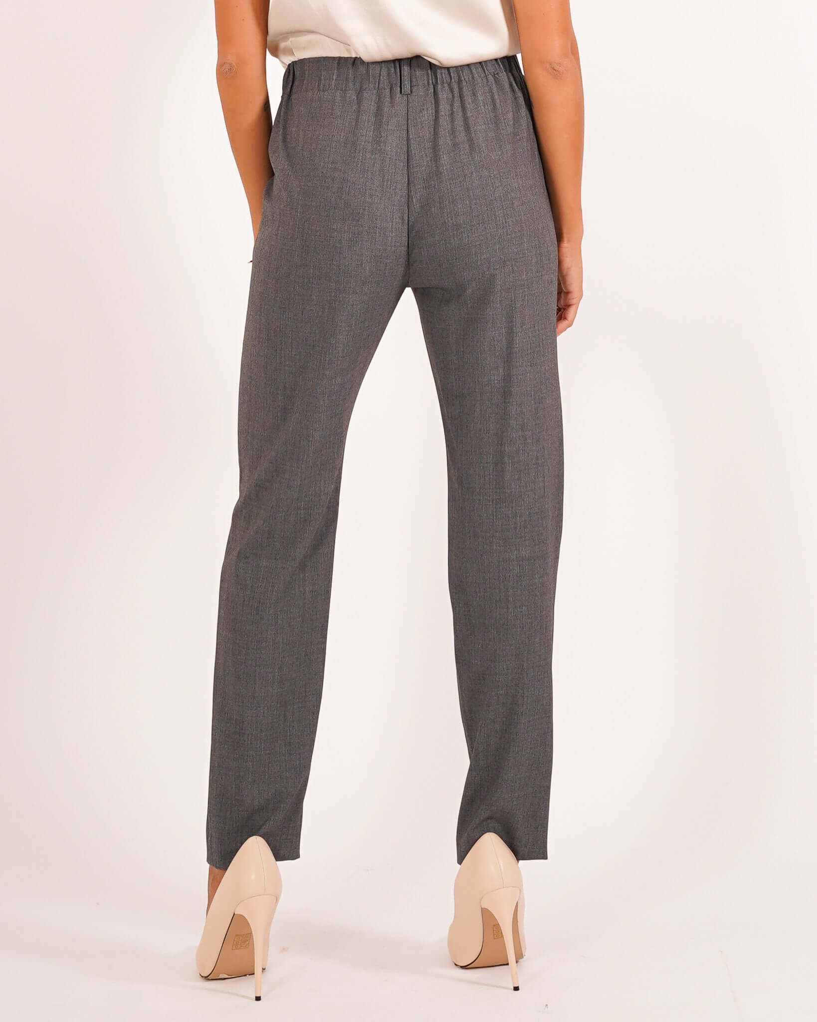 Pantaloni regular fit in mano gabardina stretch - Aremogna