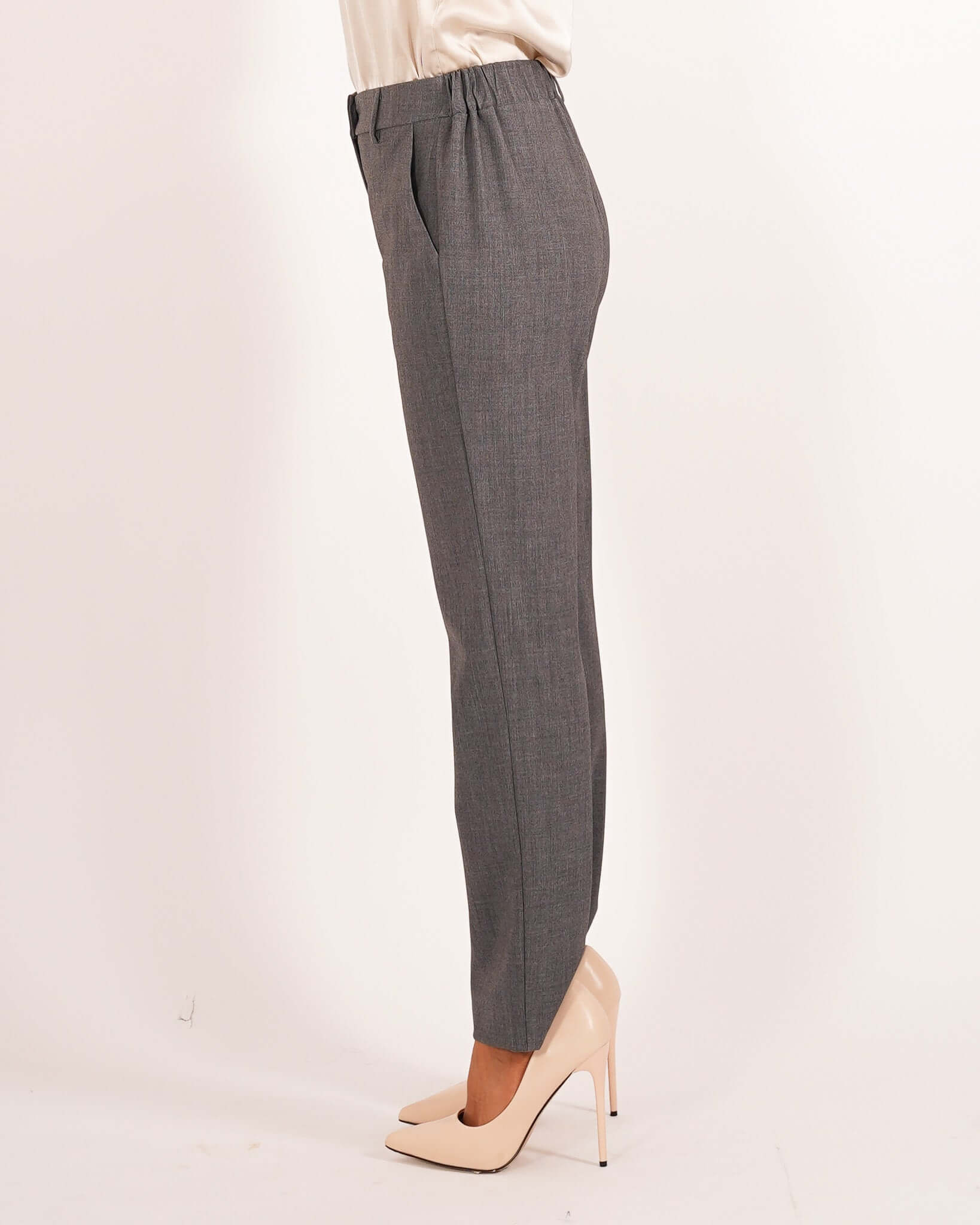 Pantaloni regular fit in mano gabardina stretch - Aremogna