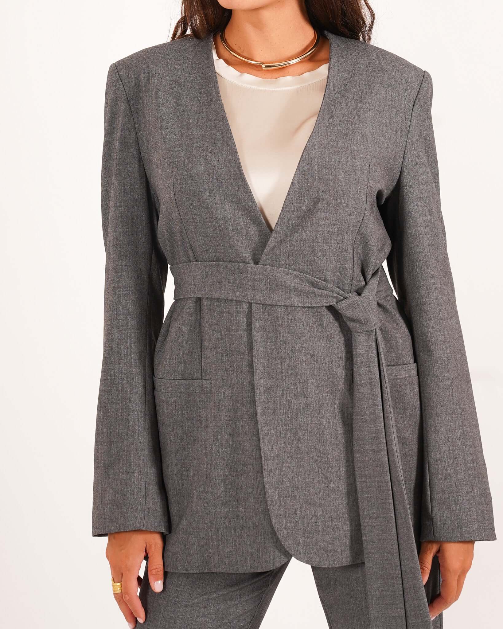 Giacca senza revers in mano gabardina stretch - Mattea