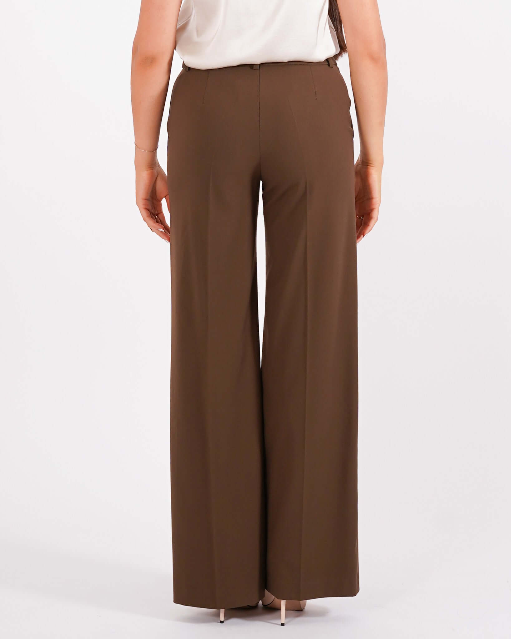 Pantaloni gamba larga in mano gabardina stretch- Sulmona