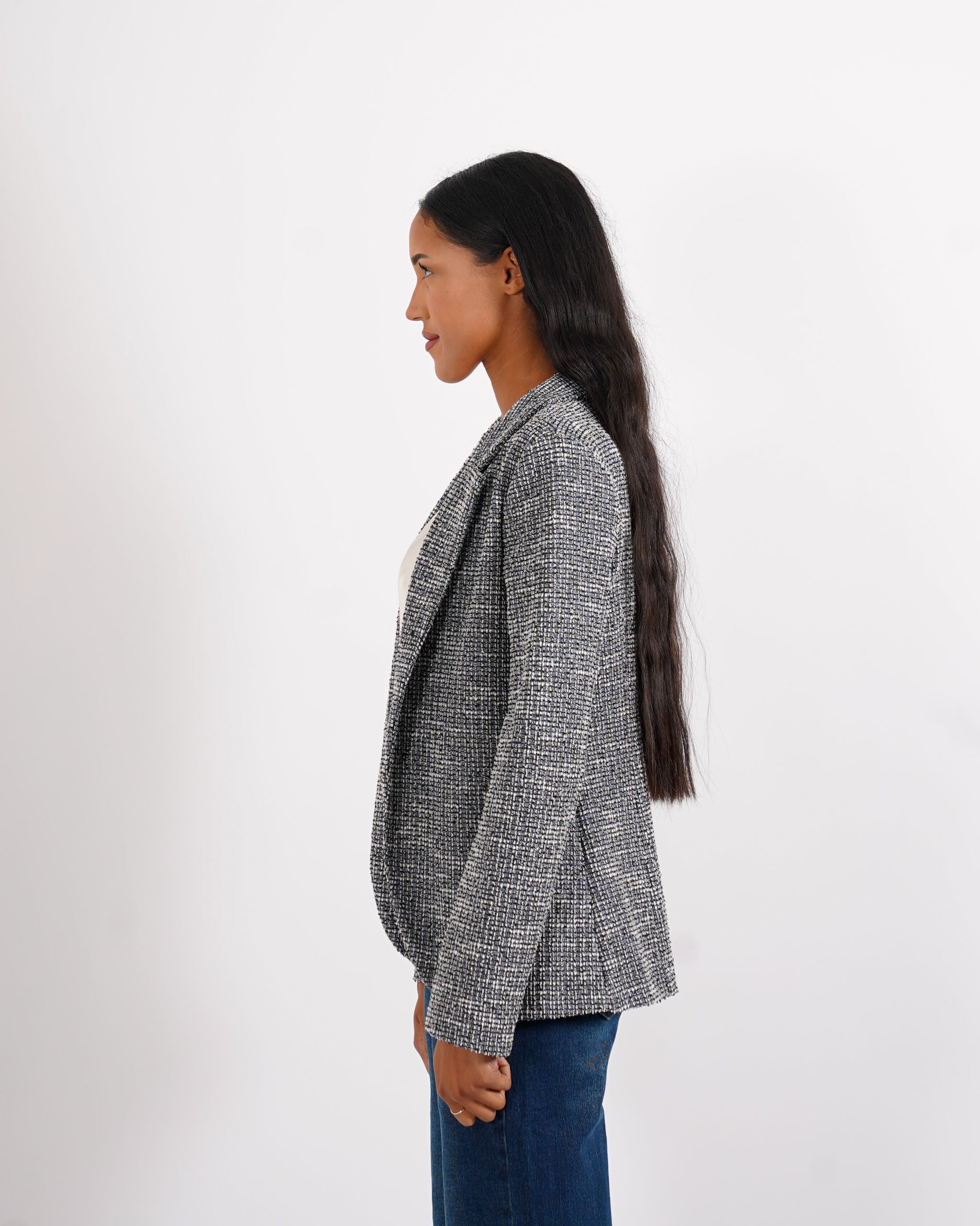 Giacca aperta slim fit con micropaillettes in tessuto tweeed - Willis