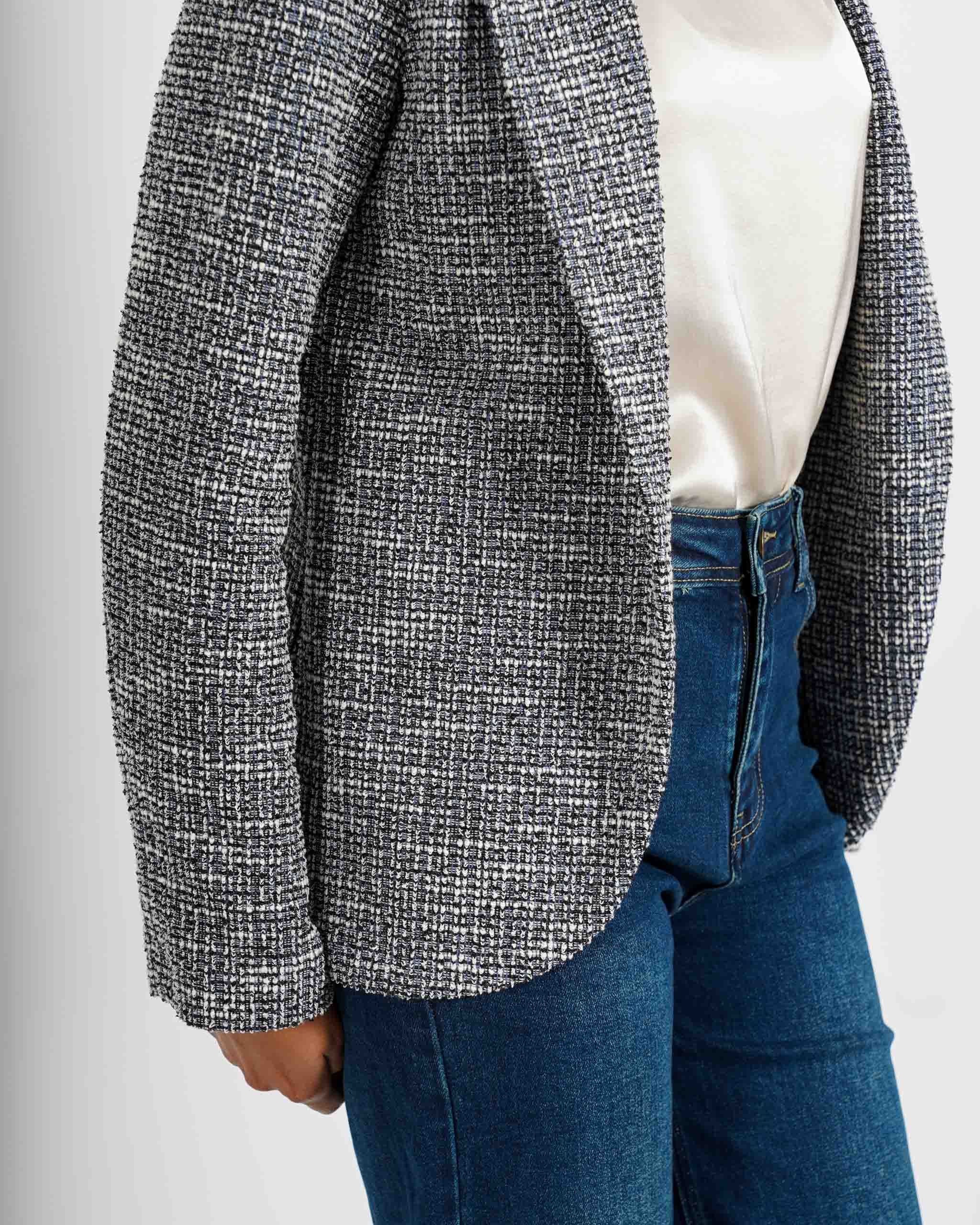 Giacca aperta slim fit con micropaillettes in tessuto tweeed - Willis