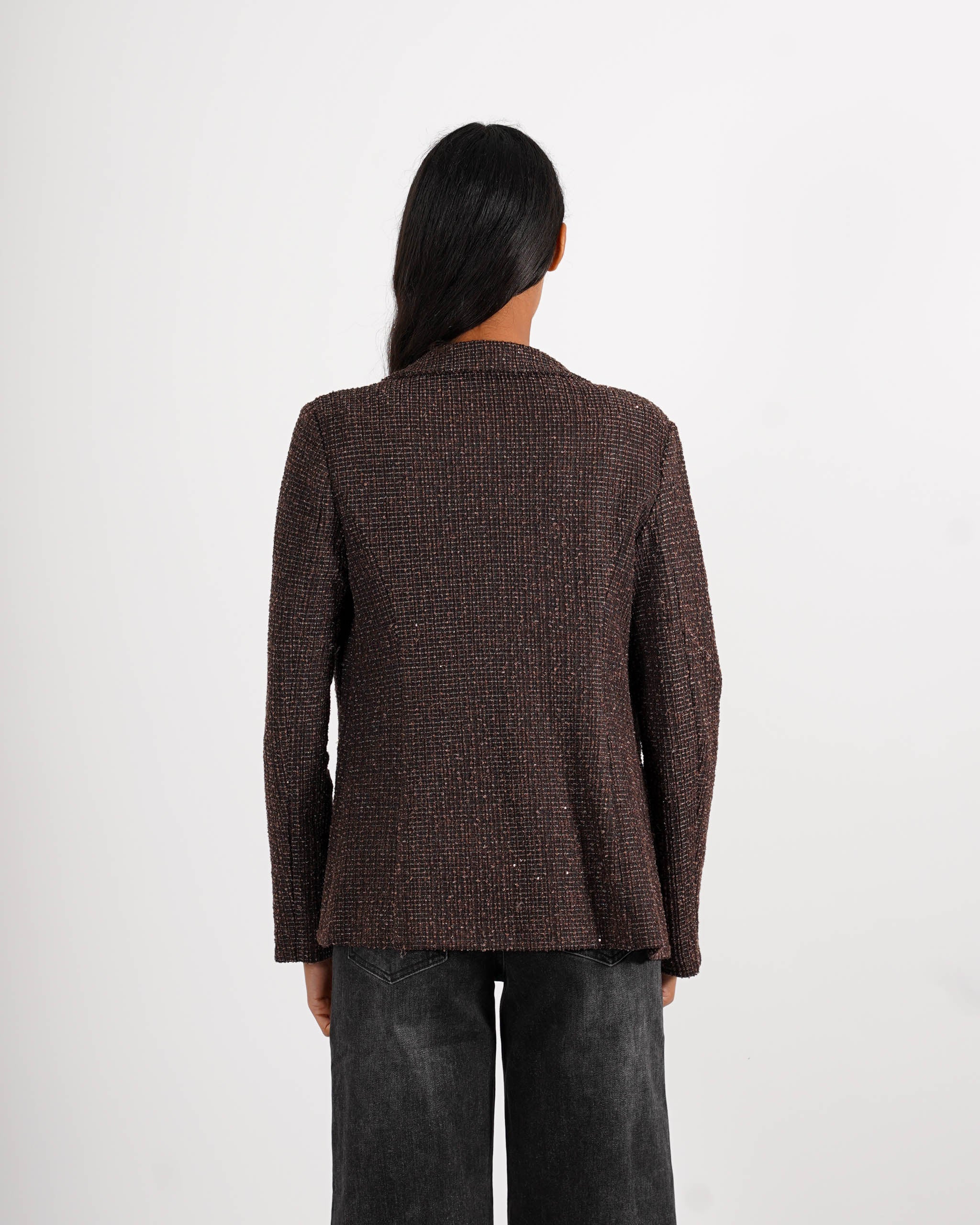 Giacca aperta slim fit con micropaillettes in tessuto tweeed - Willis