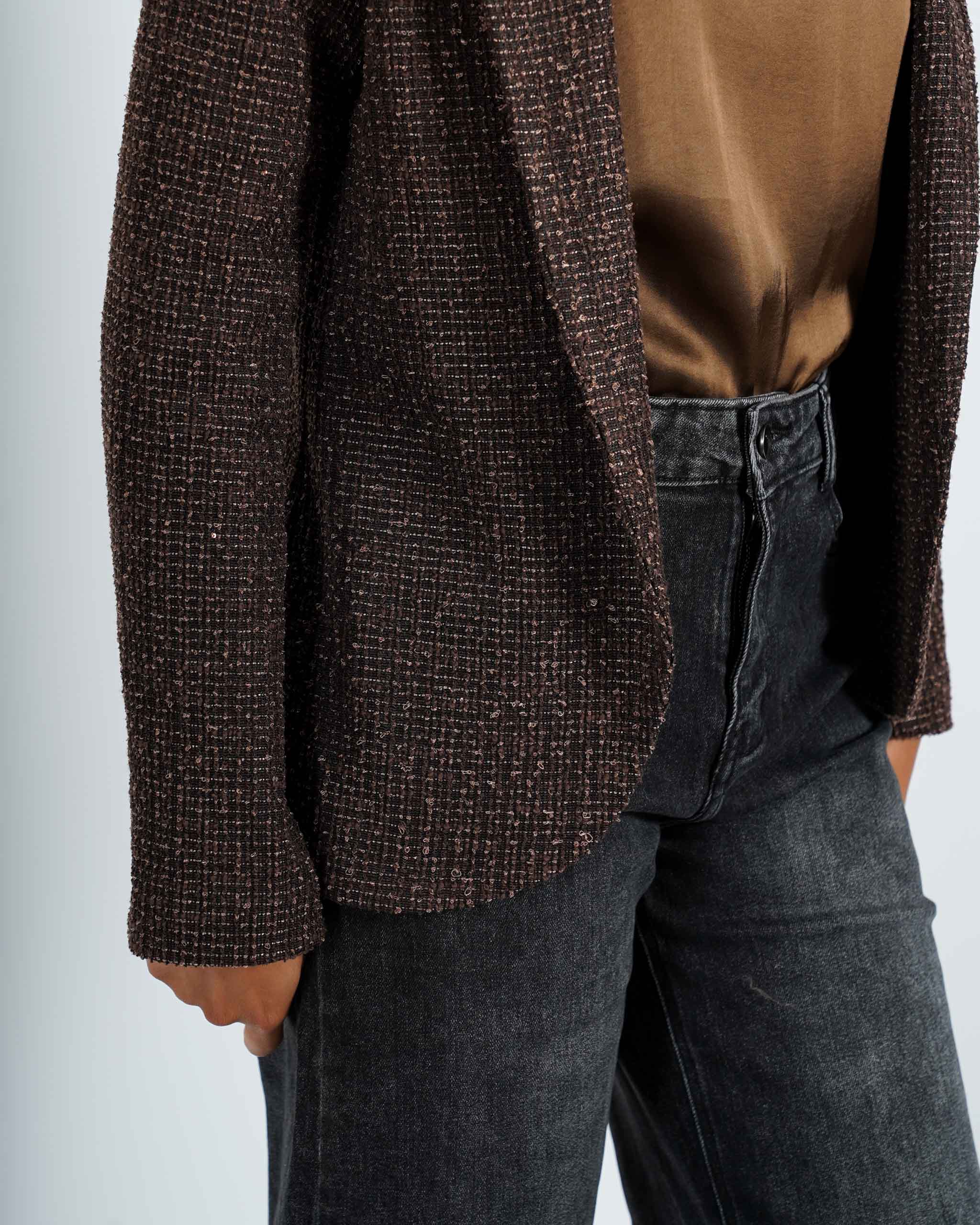Giacca aperta slim fit con micropaillettes in tessuto tweeed - Willis