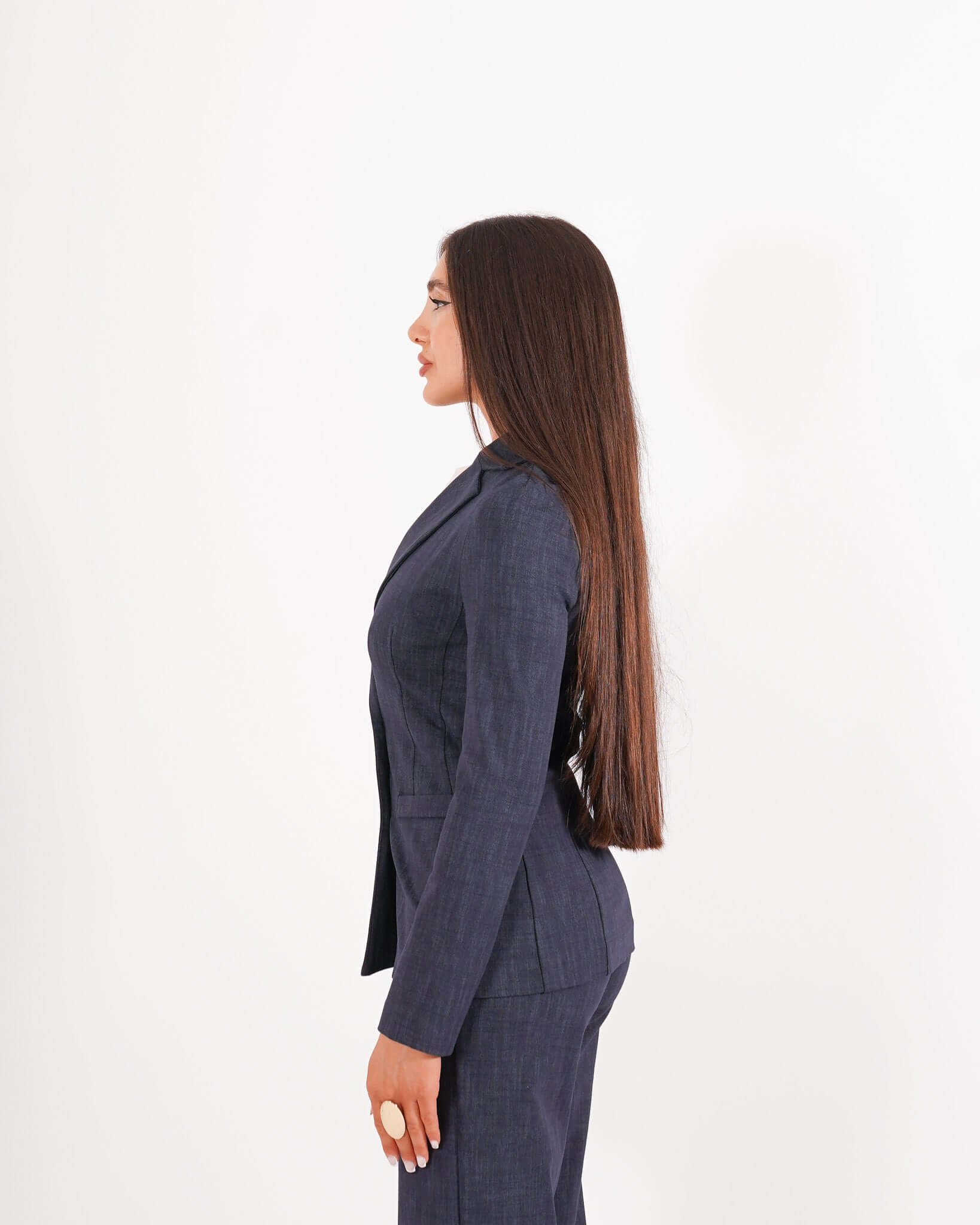 Giacca doppio petto in denim stretch unito - Guatapè