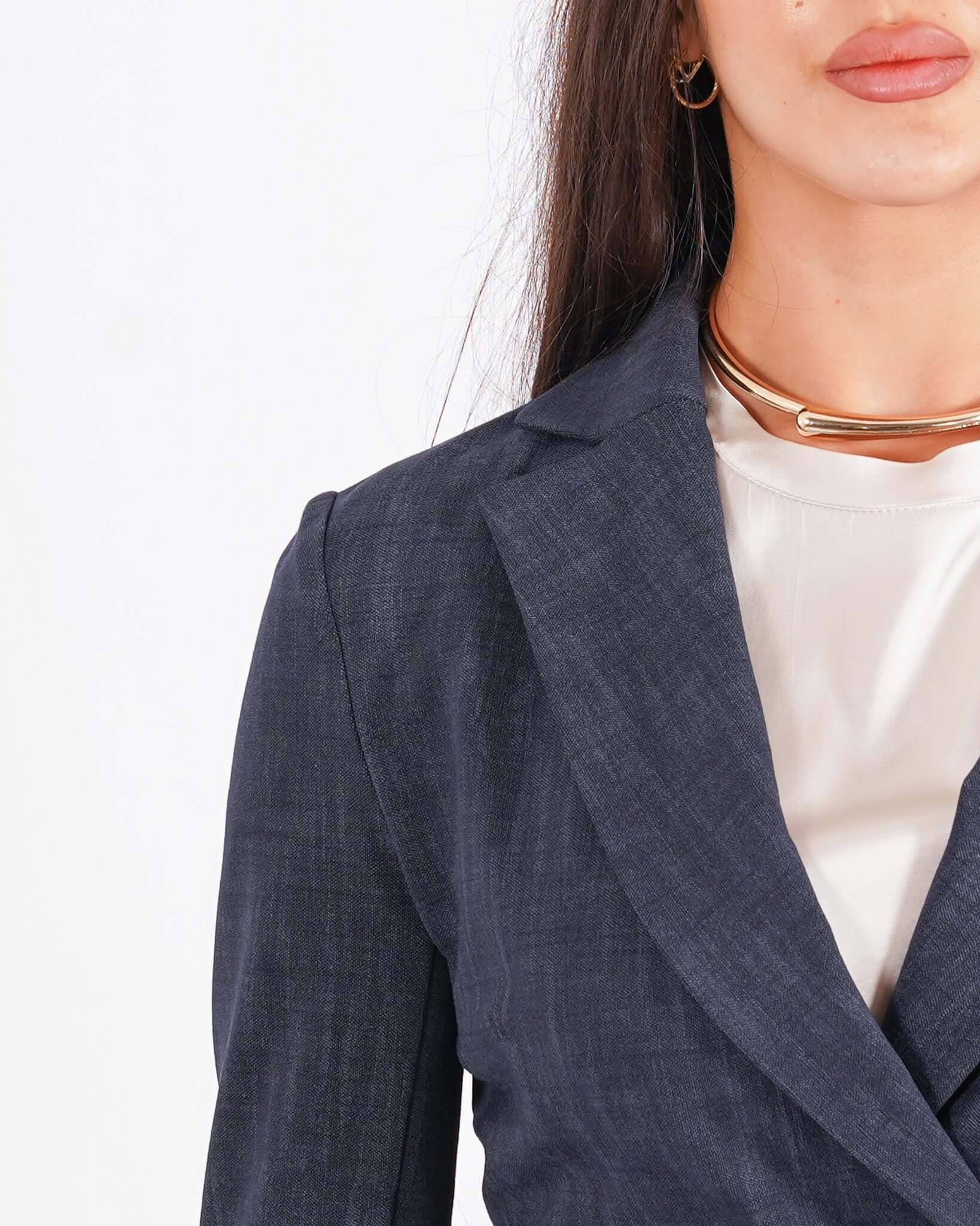 Giacca doppio petto in denim stretch unito - Guatapè