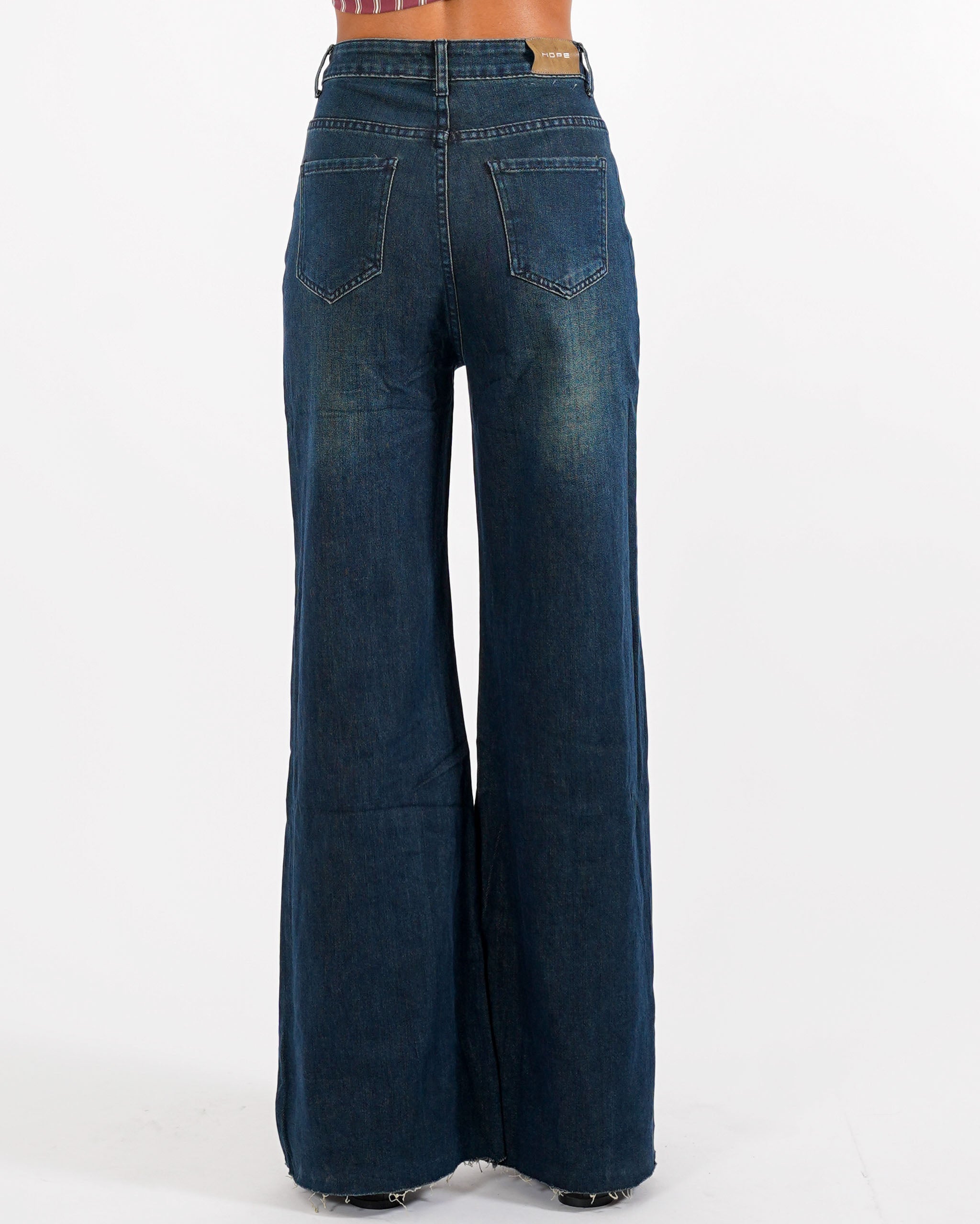 Jeans stretch gamba larga con vita regolare - Sara - Hope Fashion