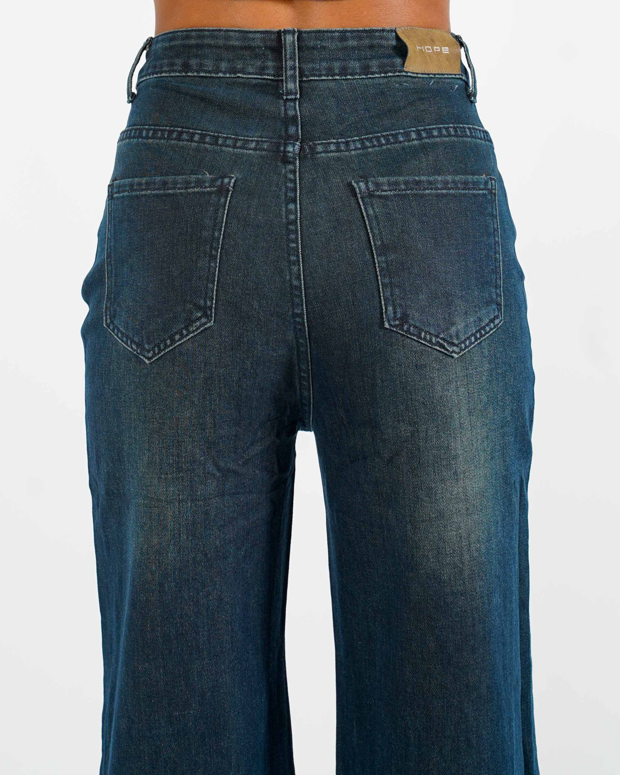 Jeans stretch gamba larga con vita regolare - Sara - Hope Fashion