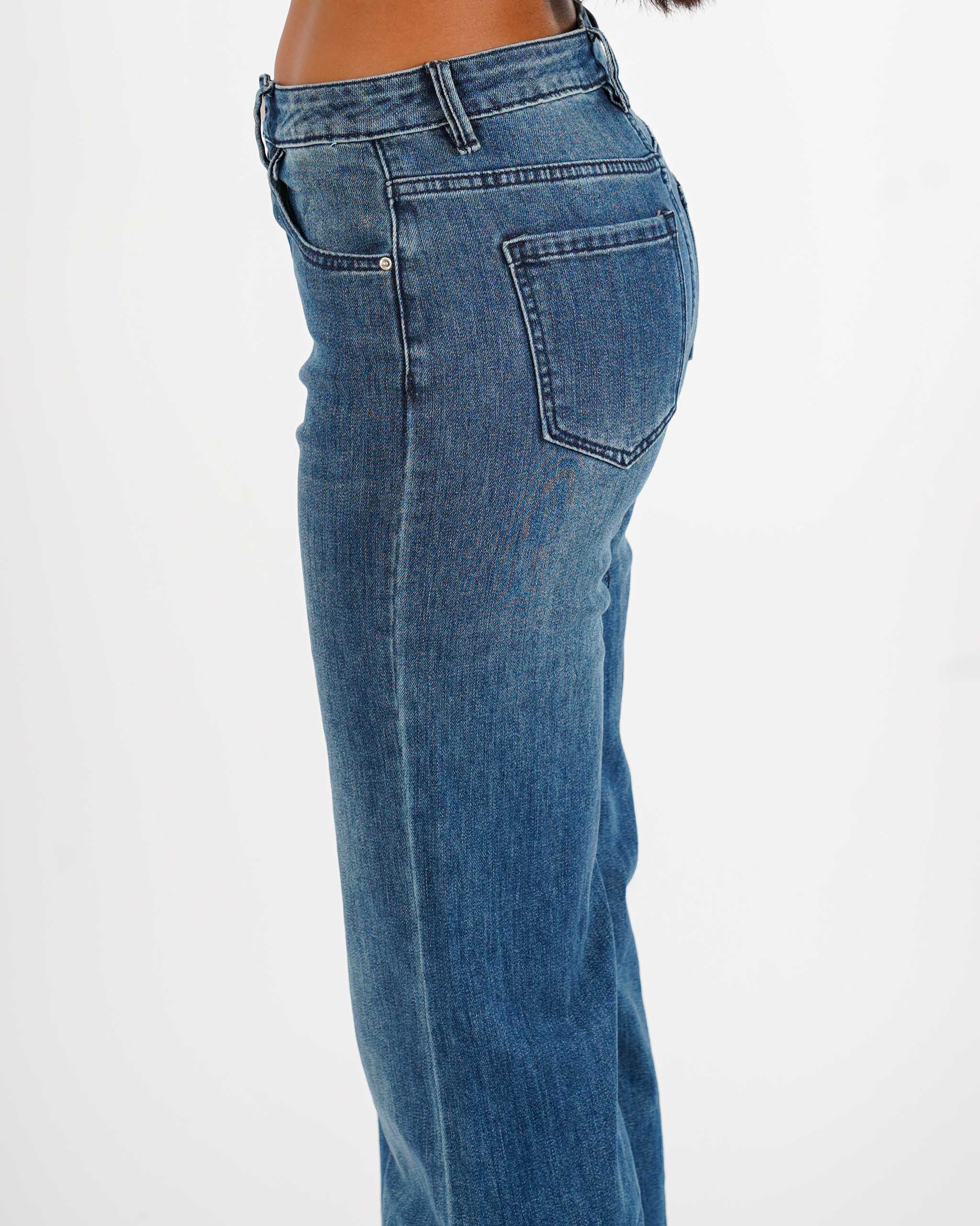 Jeans stretch gamba larga con vita regolare  - Amanda