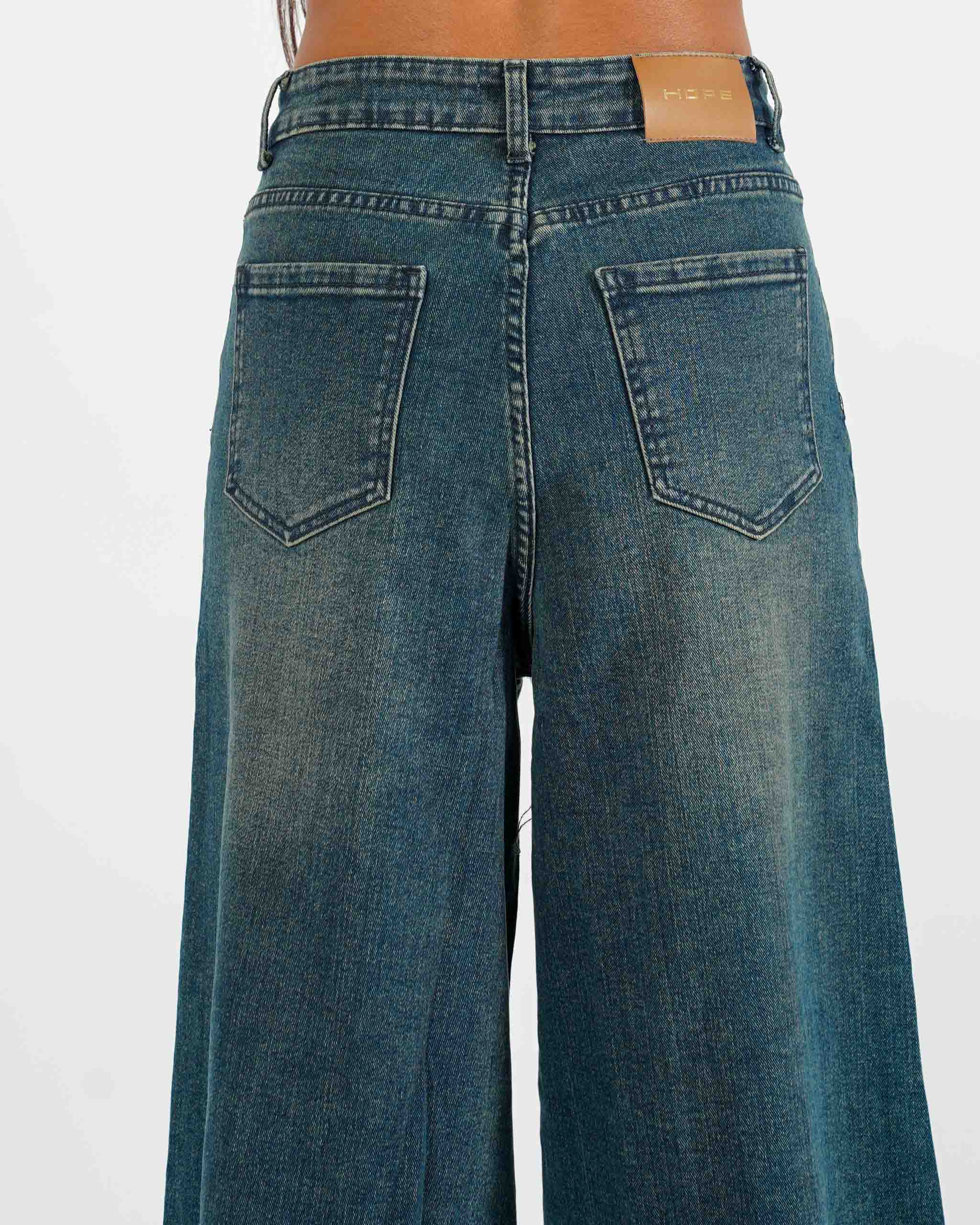 Jeans stretch gamba larga sul fondo con vita regolare - Soledad - Hope Fashion