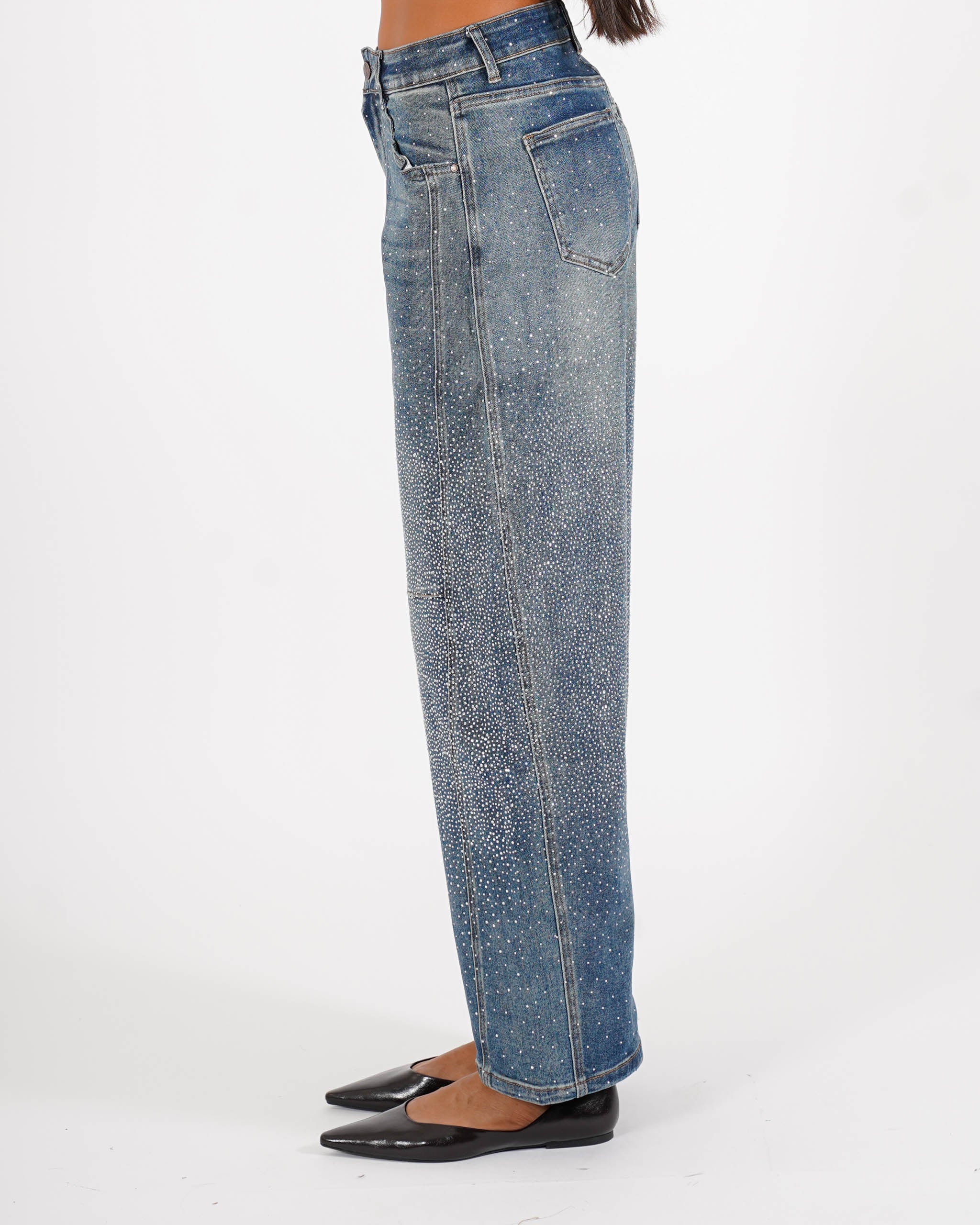 Jeans balloon fit in tela denim con applicazioni - Angela