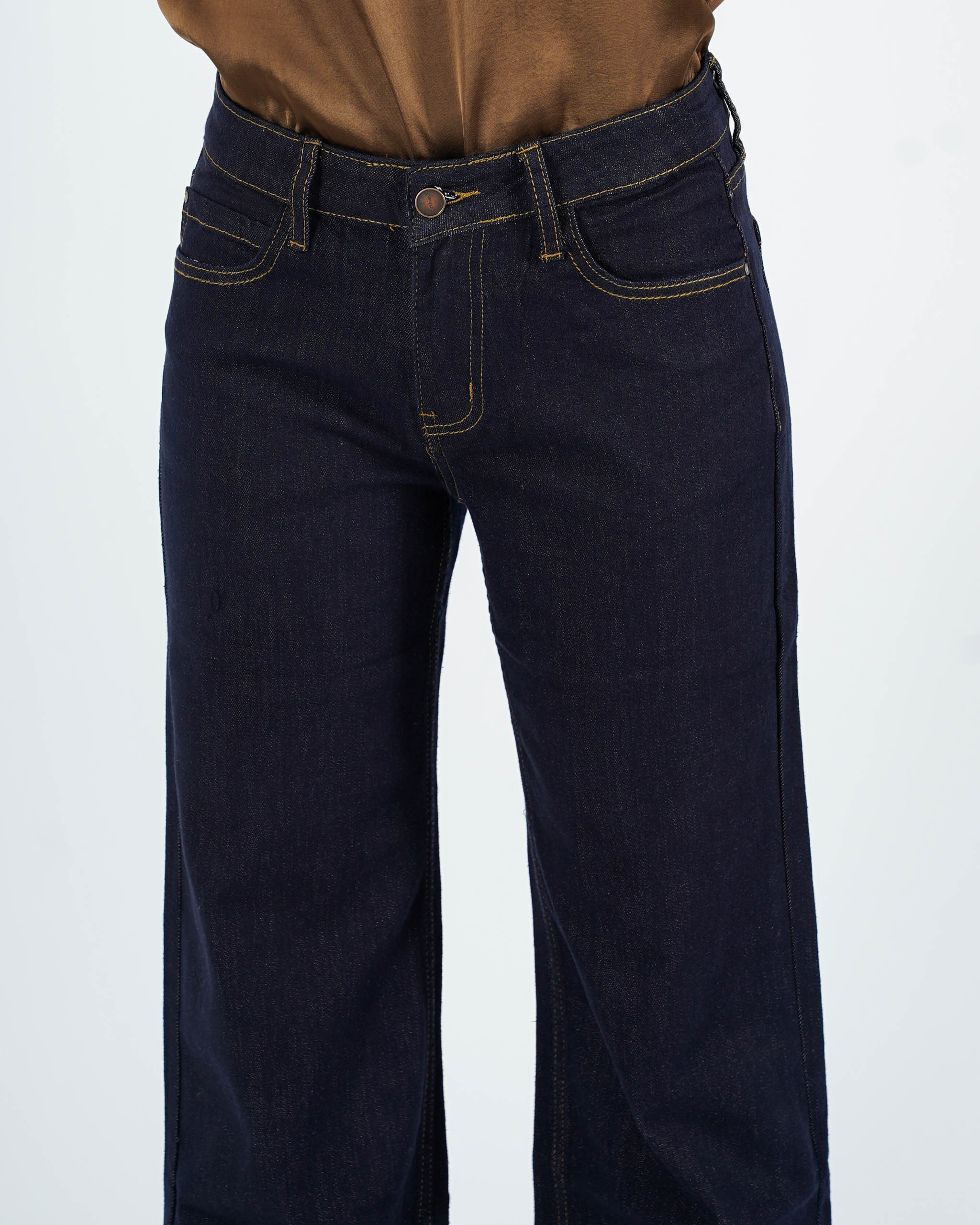 Jeans stretch gamba larga con risvolto - Amparo