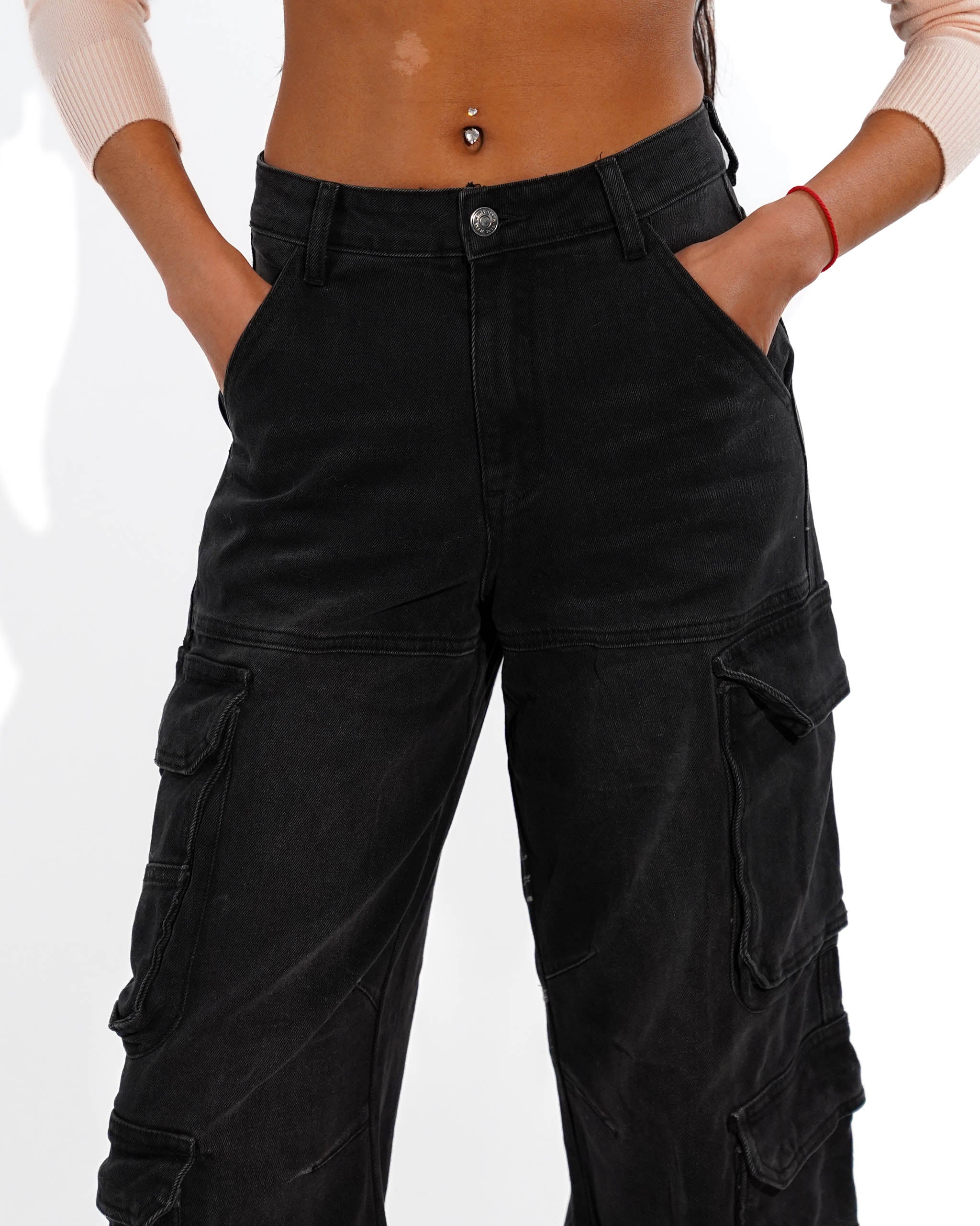 Pantaloni cargo in tela denim scuro - Casilda