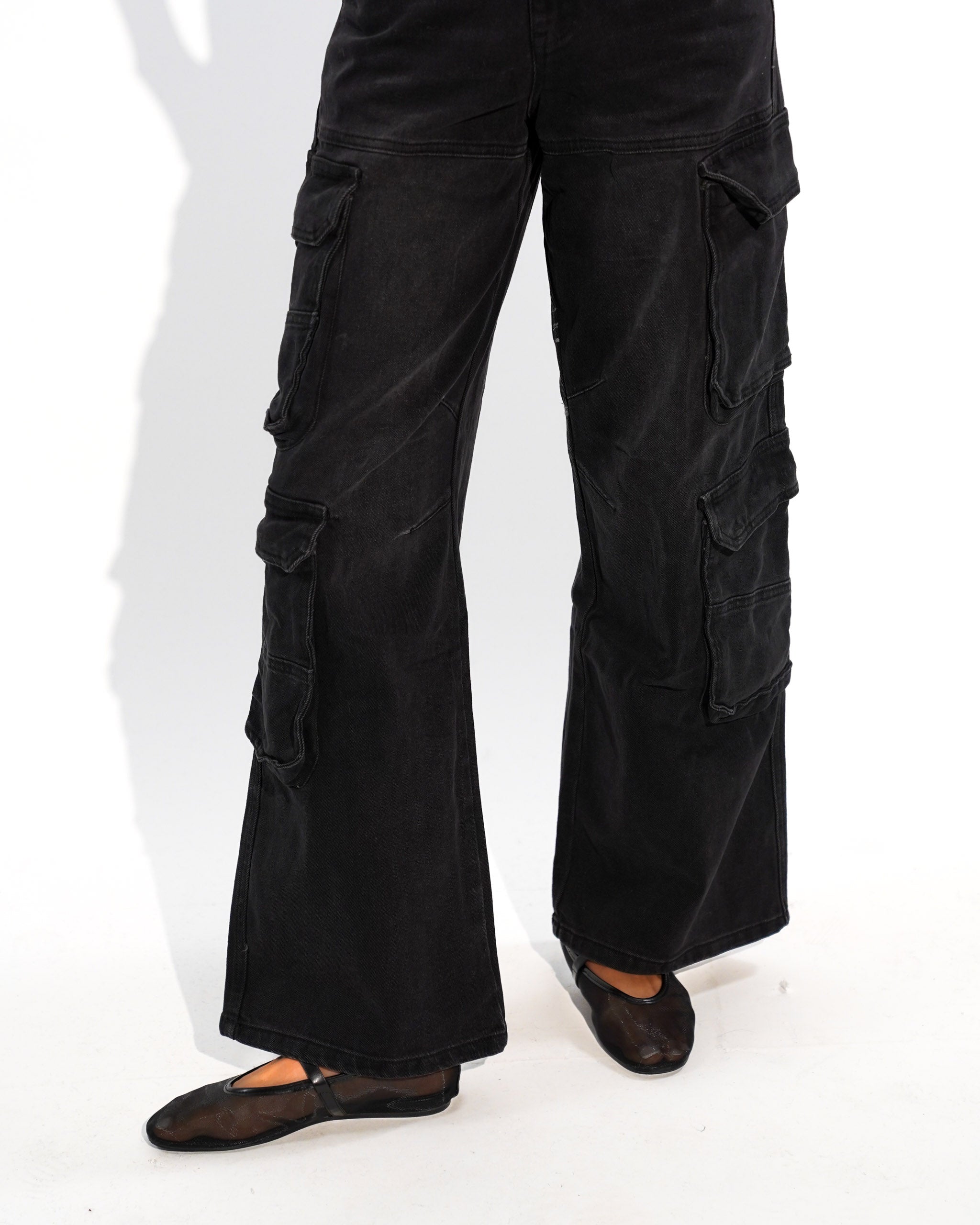 Pantaloni cargo in tela denim scuro - Casilda