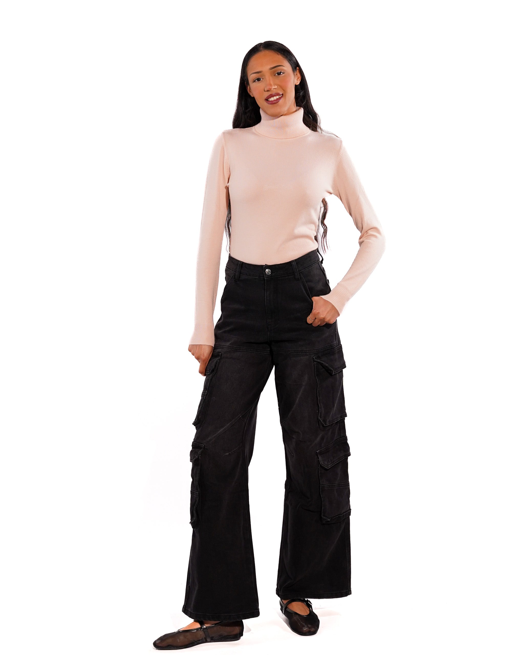 Pantaloni cargo in tela denim scuro - Casilda