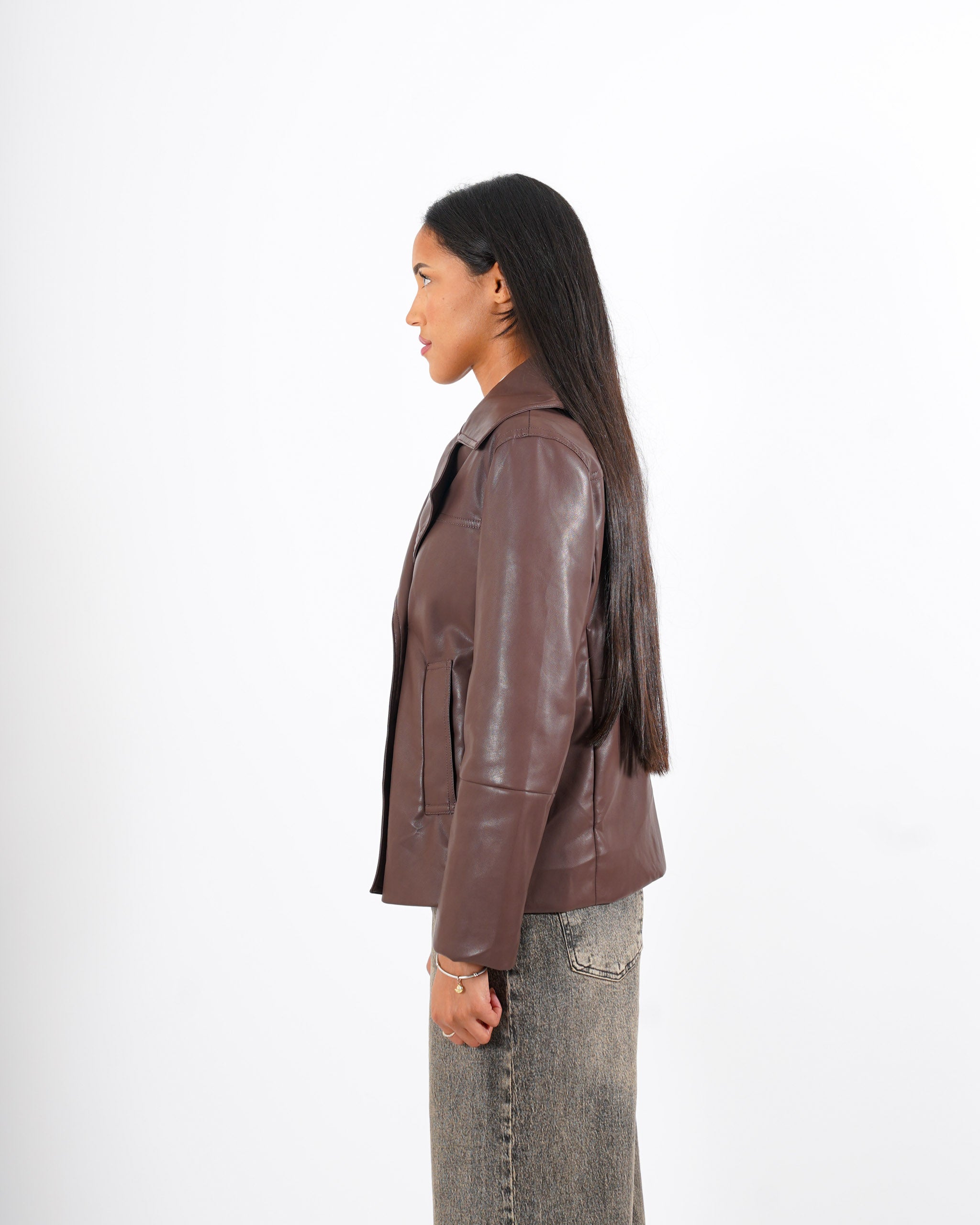 Caban doppio petto in ecopelle - Caterina