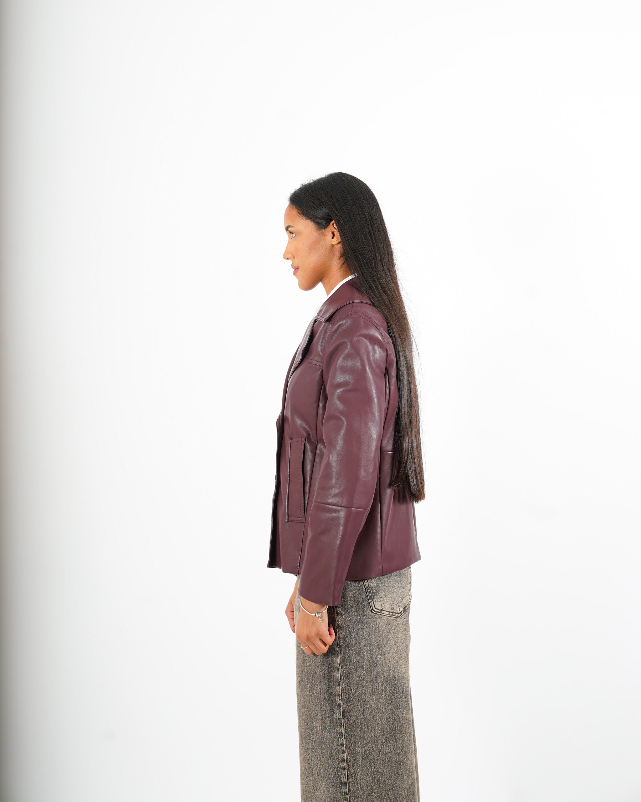 Caban doppio petto in ecopelle - Caterina