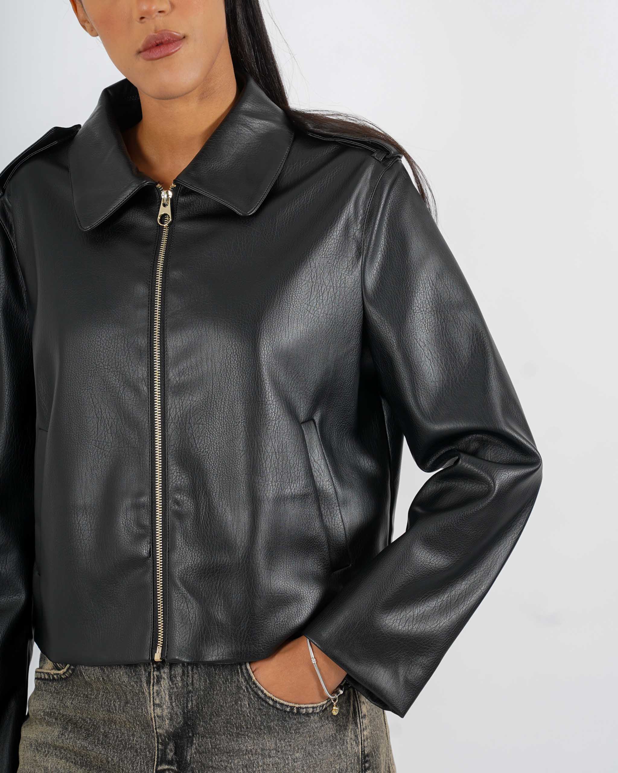 Bomber con zip in ecopelle - Consolata